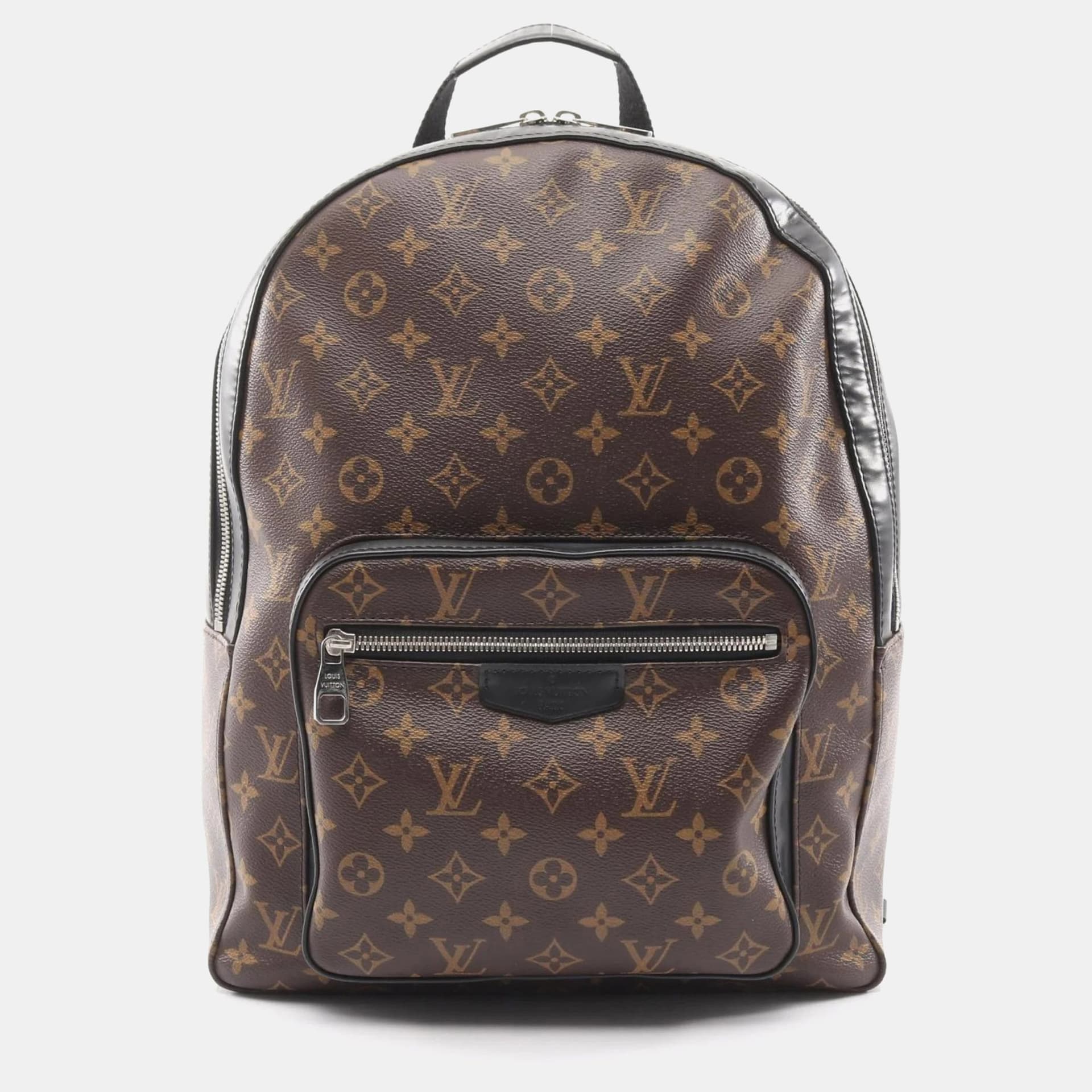 Louis Vuitton Josh MM Brown Monogram Macassar Coated Canvas Black Leather Backpack Bag