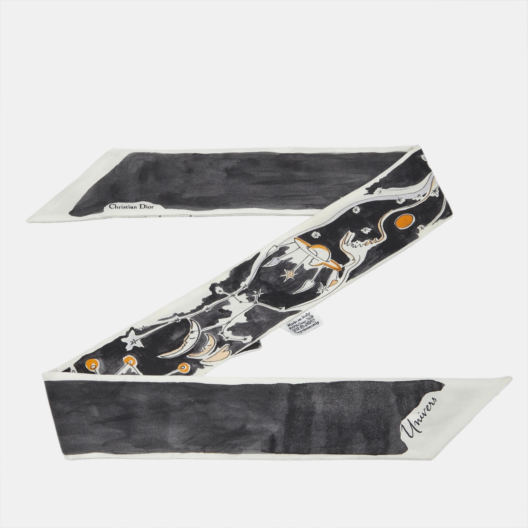 Christian Dior Black/White Printed Silk Univers Mitzah