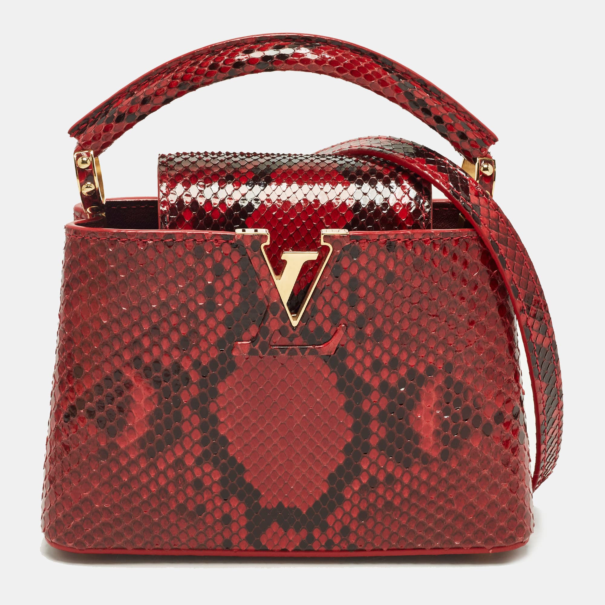 Louis Vuitton Capucines Mini Red Python Top Handle Bag