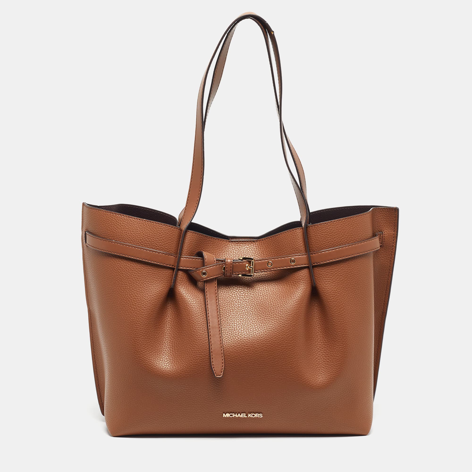 Michael Kors Large Emilia East West Brown Leather Tote