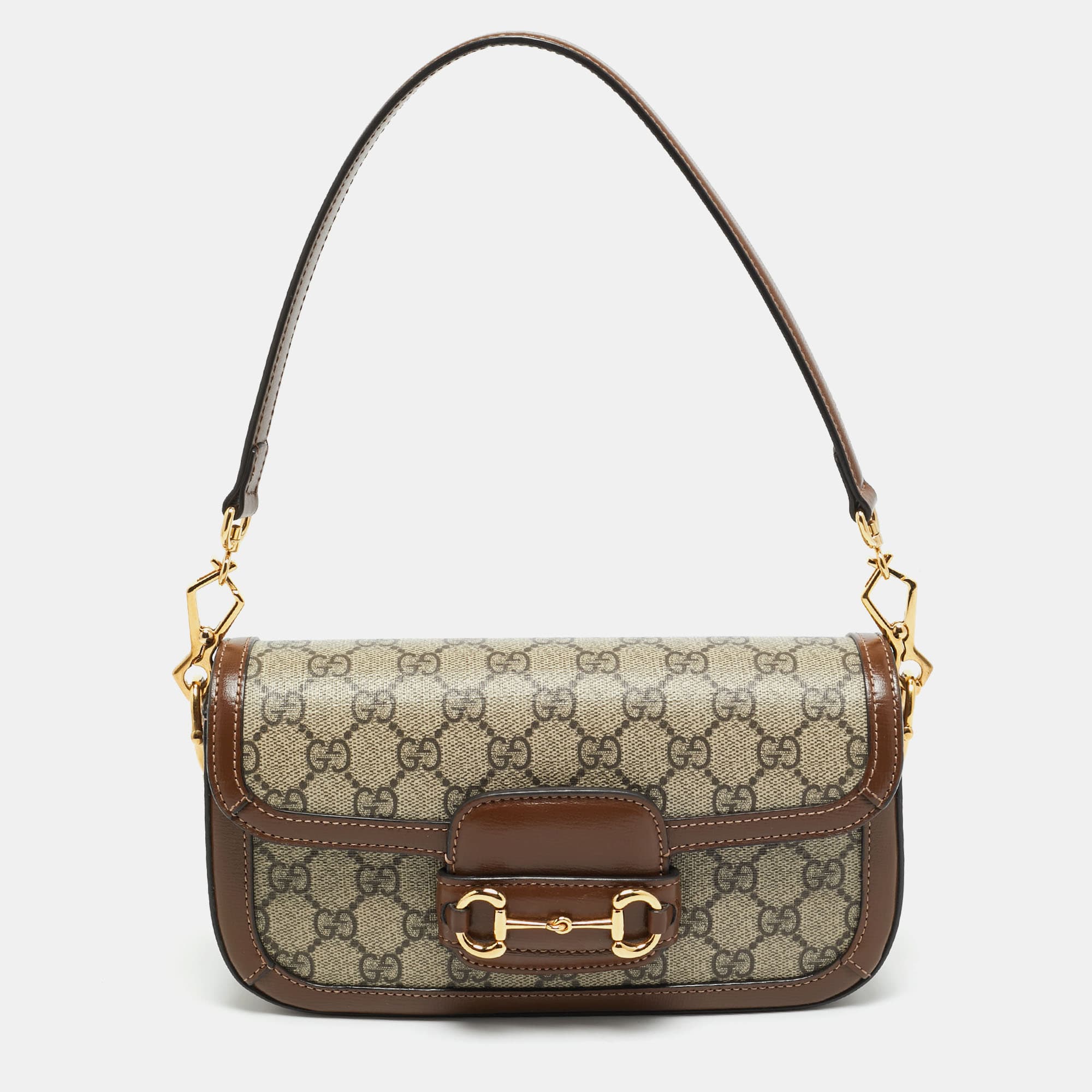 Gucci Horsebit 1955 Mini Brown/Beige GG Supreme Canvas Shoulder Bag