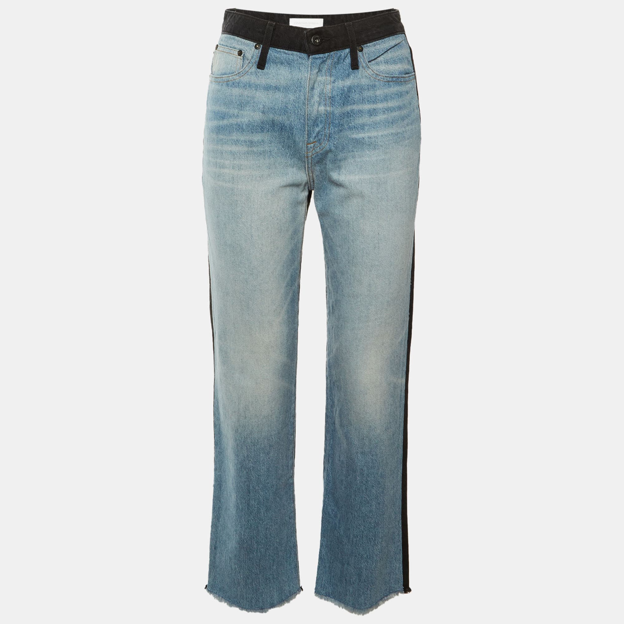 Jonathan Simkhai Blue Two Tone Denim Eliot Boyfriend Jeans M