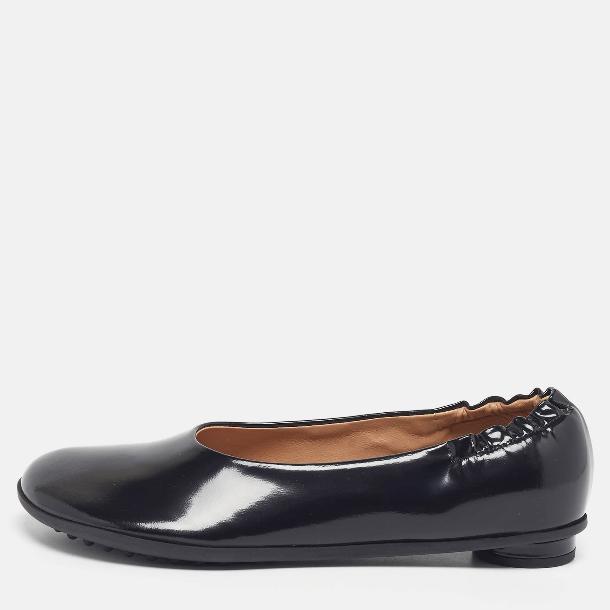 Bottega Veneta Atomic Size 36 Black Leather Ballet Flats
