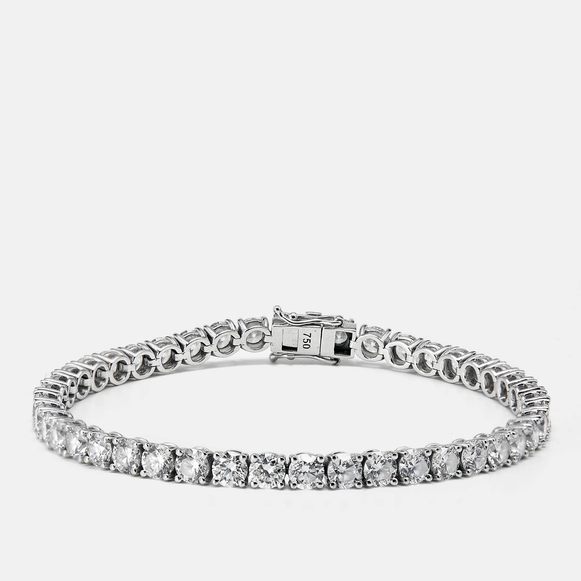 11.00 cts Round Brilliant Cut 18k White Gold Lab Grown Diamonds Tennis Bracelet