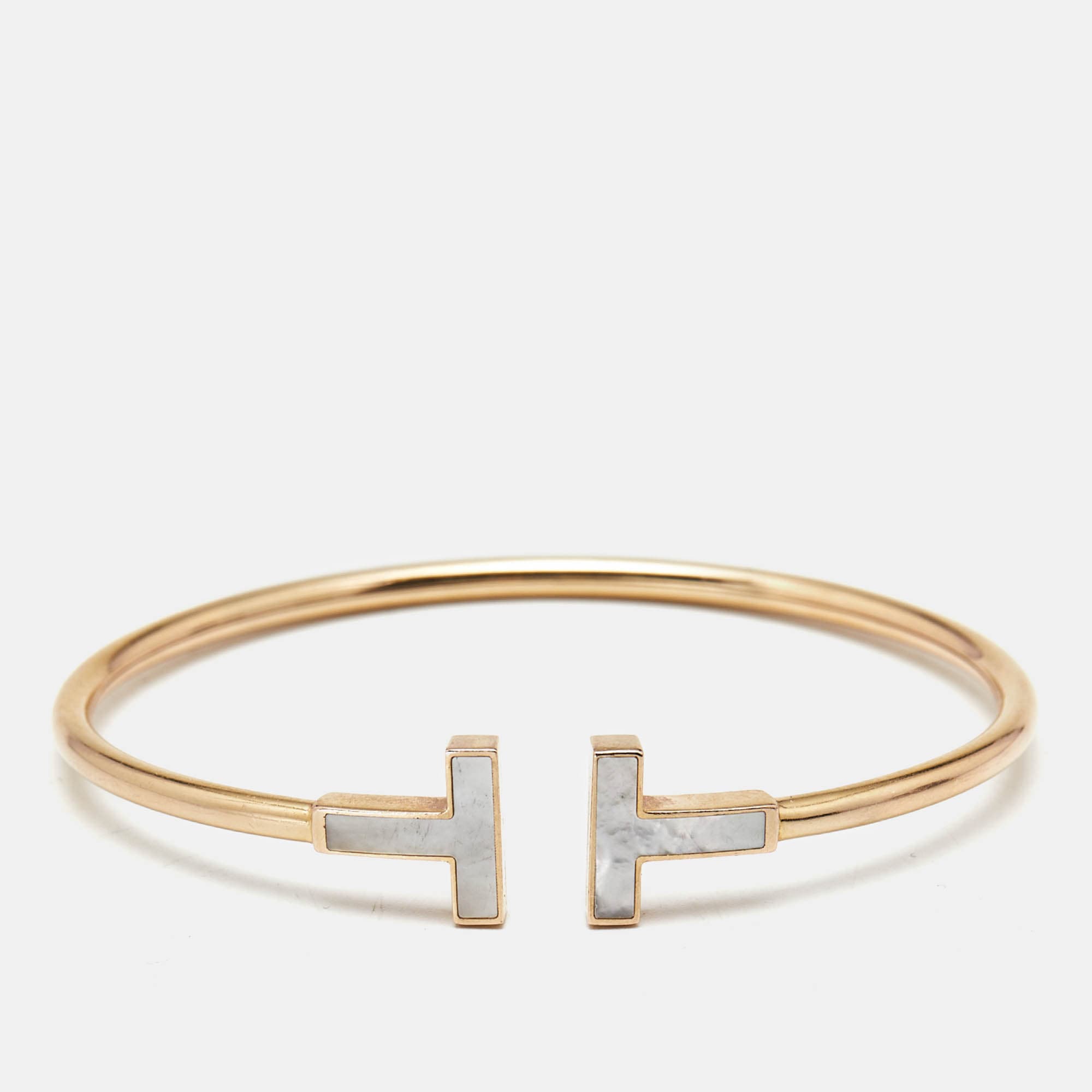 Tiffany & Co. T Wire Mother of Pearl 18k Rose Gold Bracelet