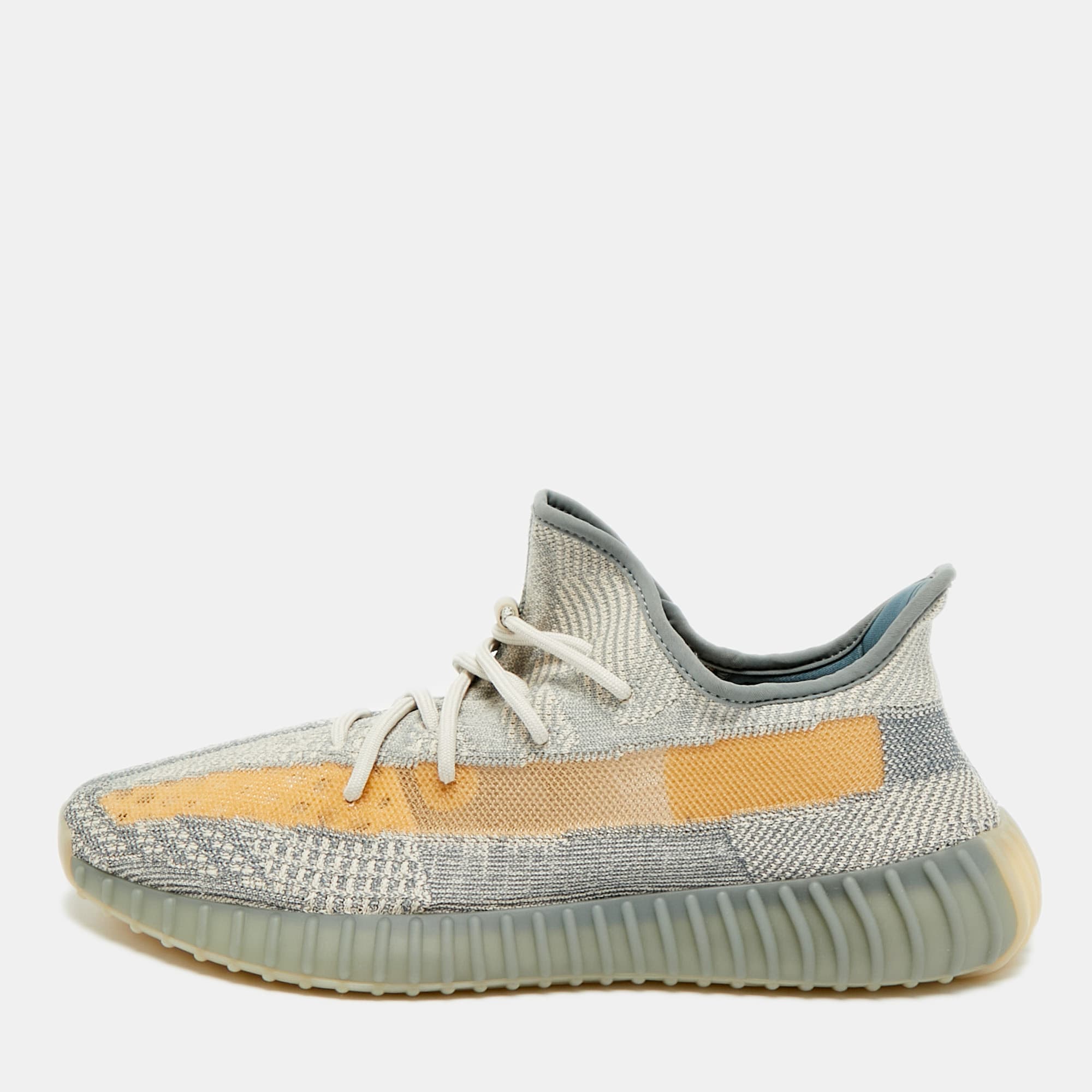 Yeezy x Adidas Boost 350 V2 Israfil Size 48 Grey/Beige Knit Fabric Low Top Sneakers