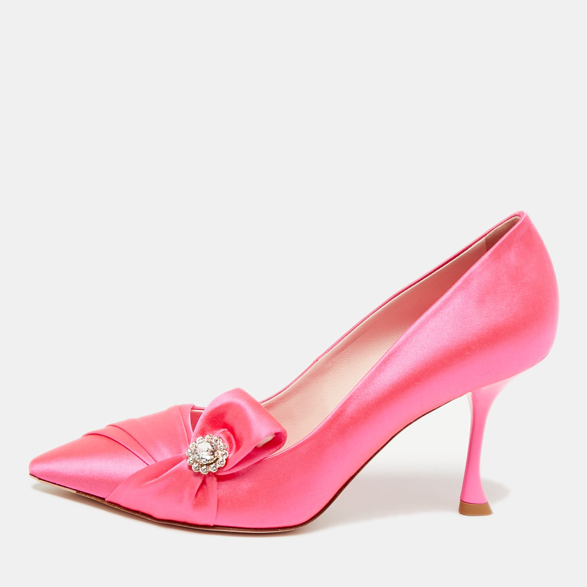 Roger Vivier Lavalliere Size 36 Neon Pink Satin Pumps