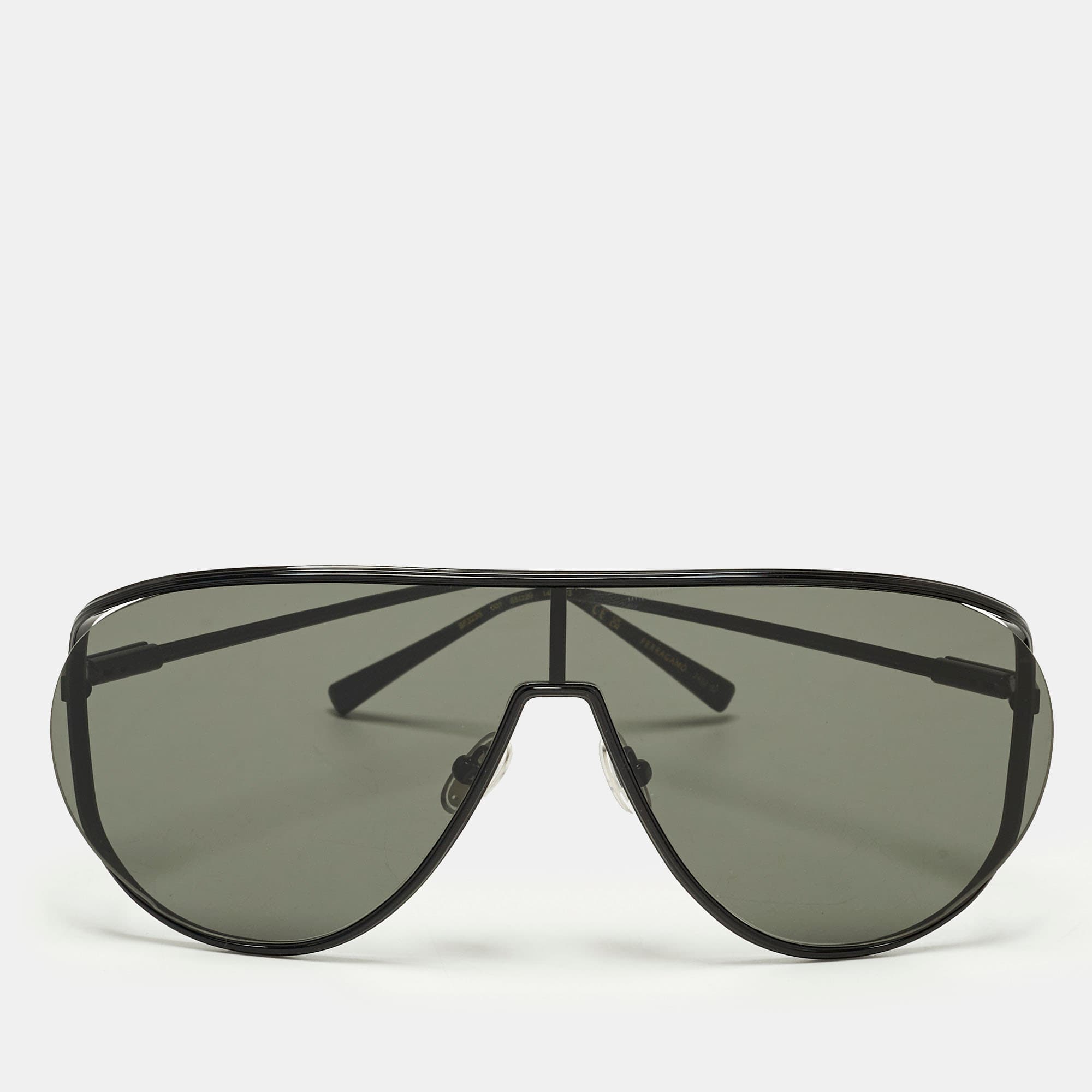 Salvatore Ferragamo Black SF323S Shield Sunglasses