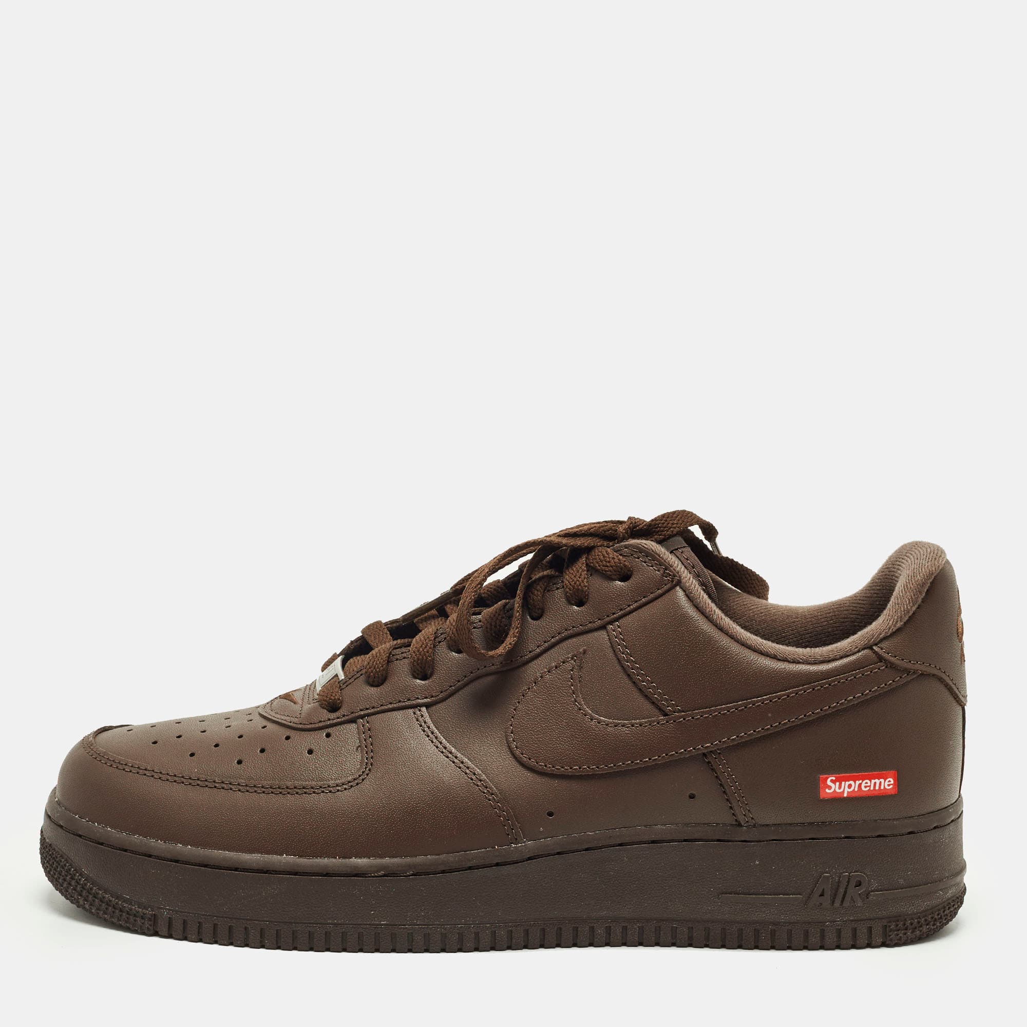 Nike x Supreme Air Force 1 Baroque Brown Size 45 Brown Leather Low Top Sneakers