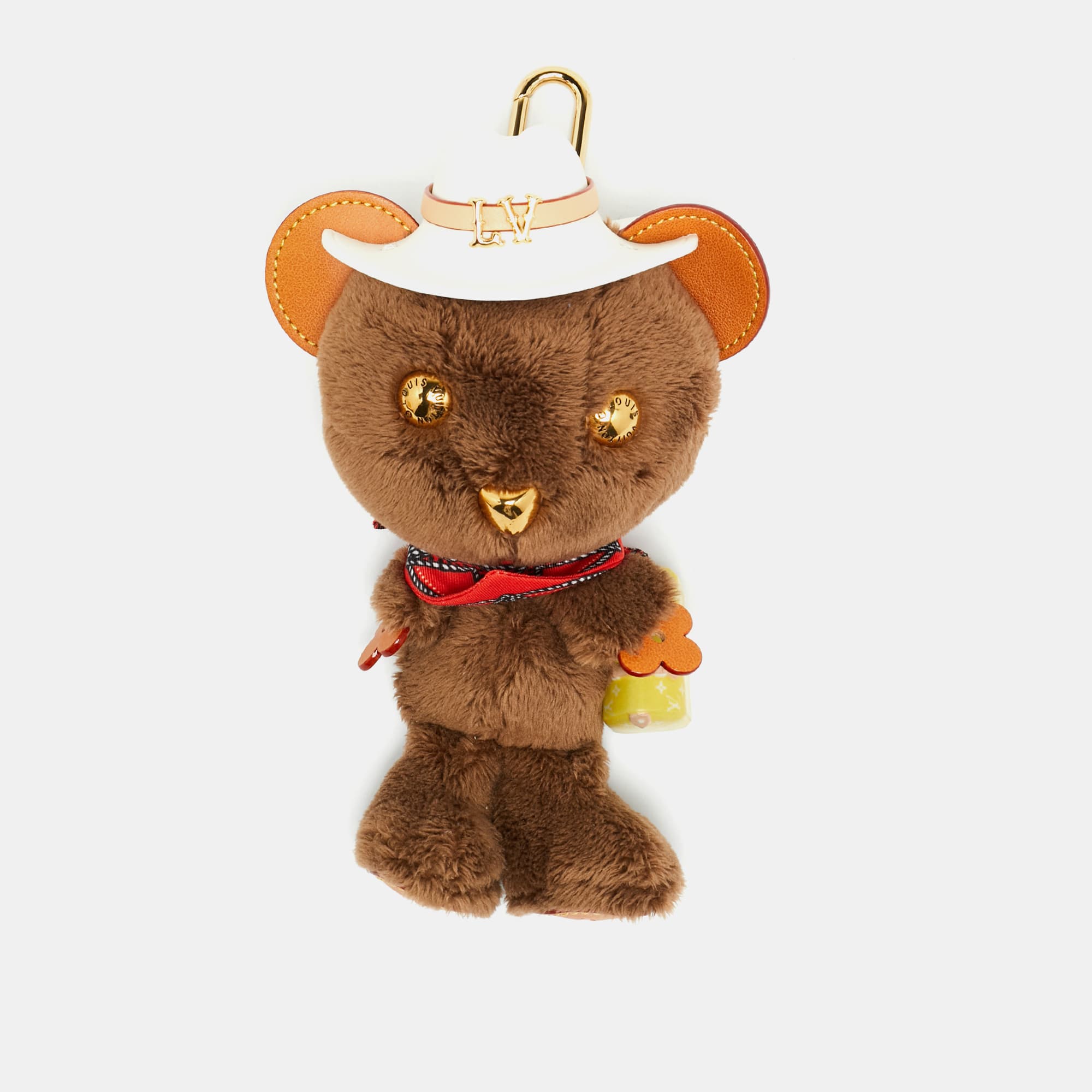 Louis Vuitton LV Louis Bear Bag Charm Multicolor Leather and Faux Fur