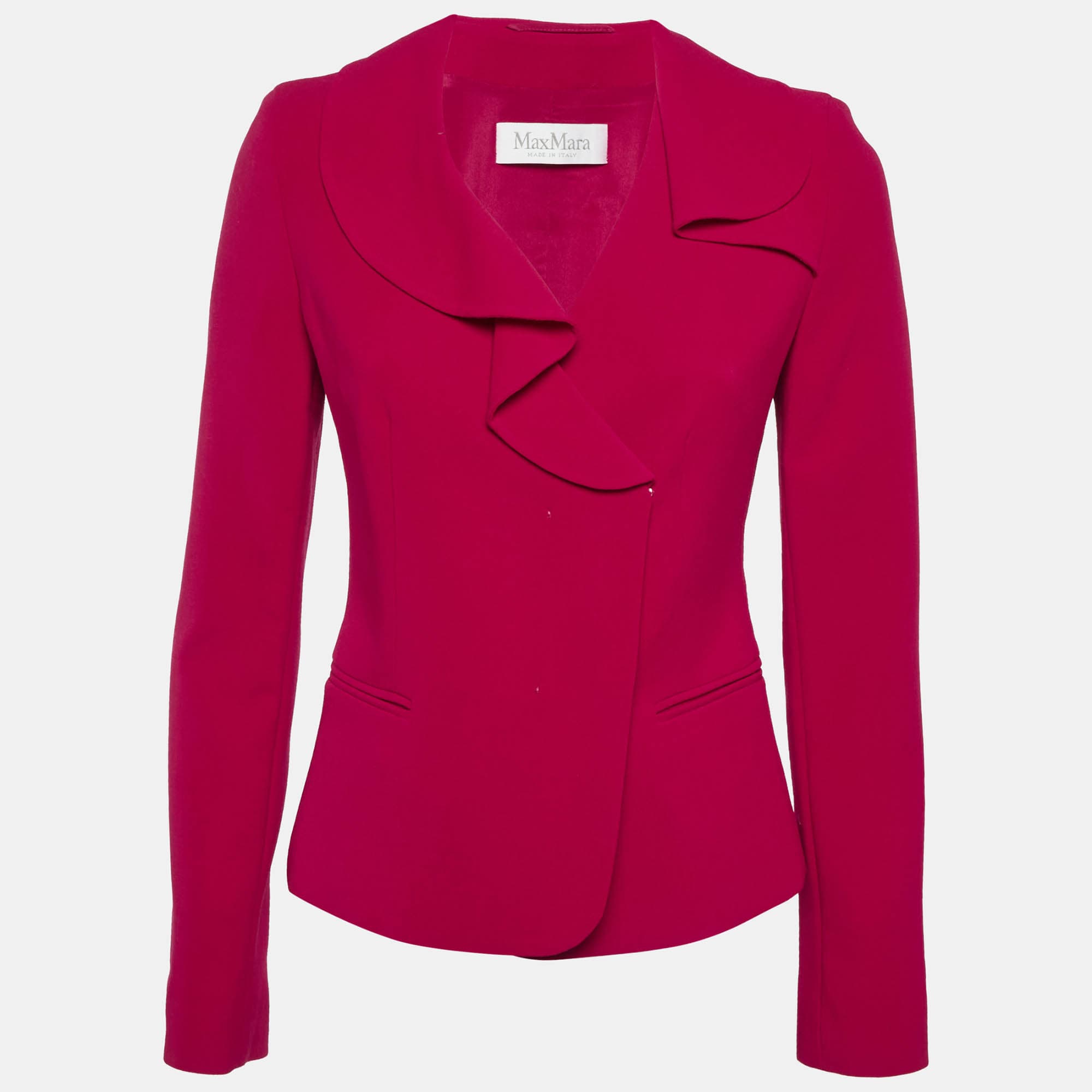 Max Mara Pink Wool Ruffled Collar Blazer S