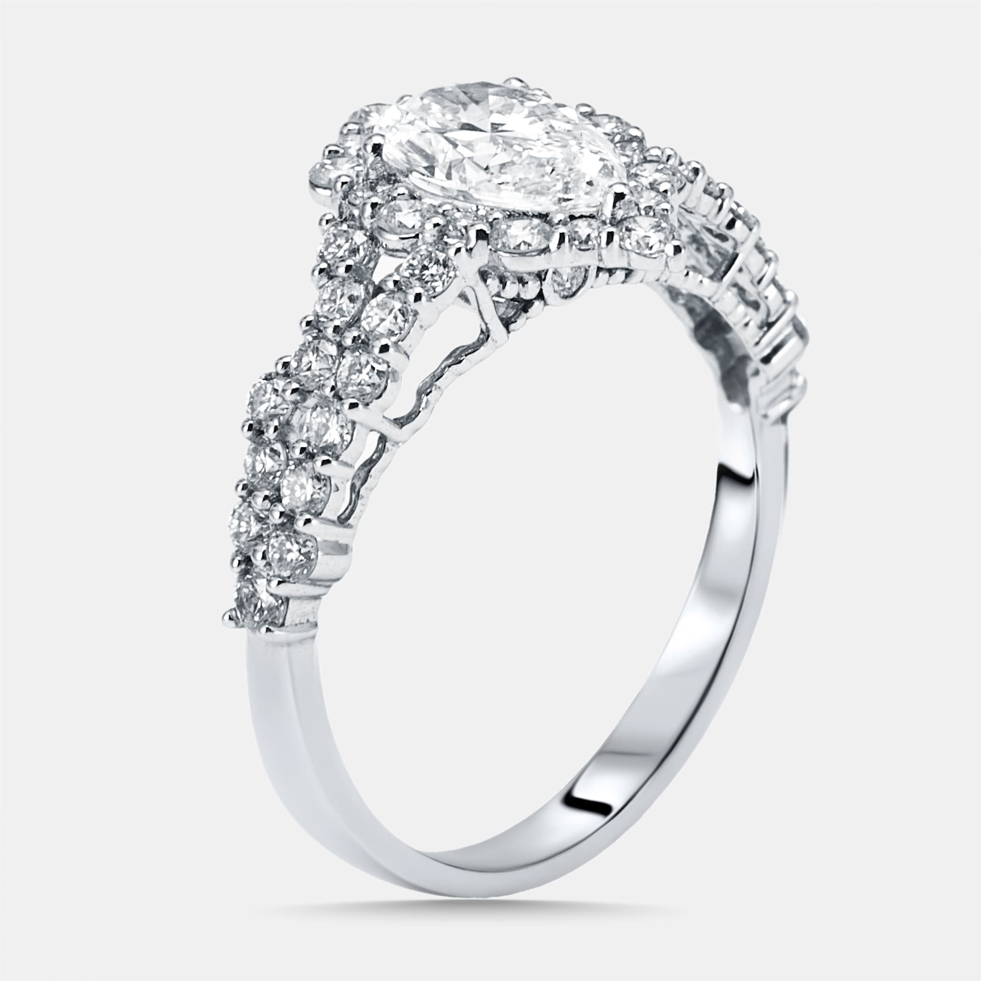 1.88 cts Pear Lab Grown Diamond 14K White Gold Ring Size 55