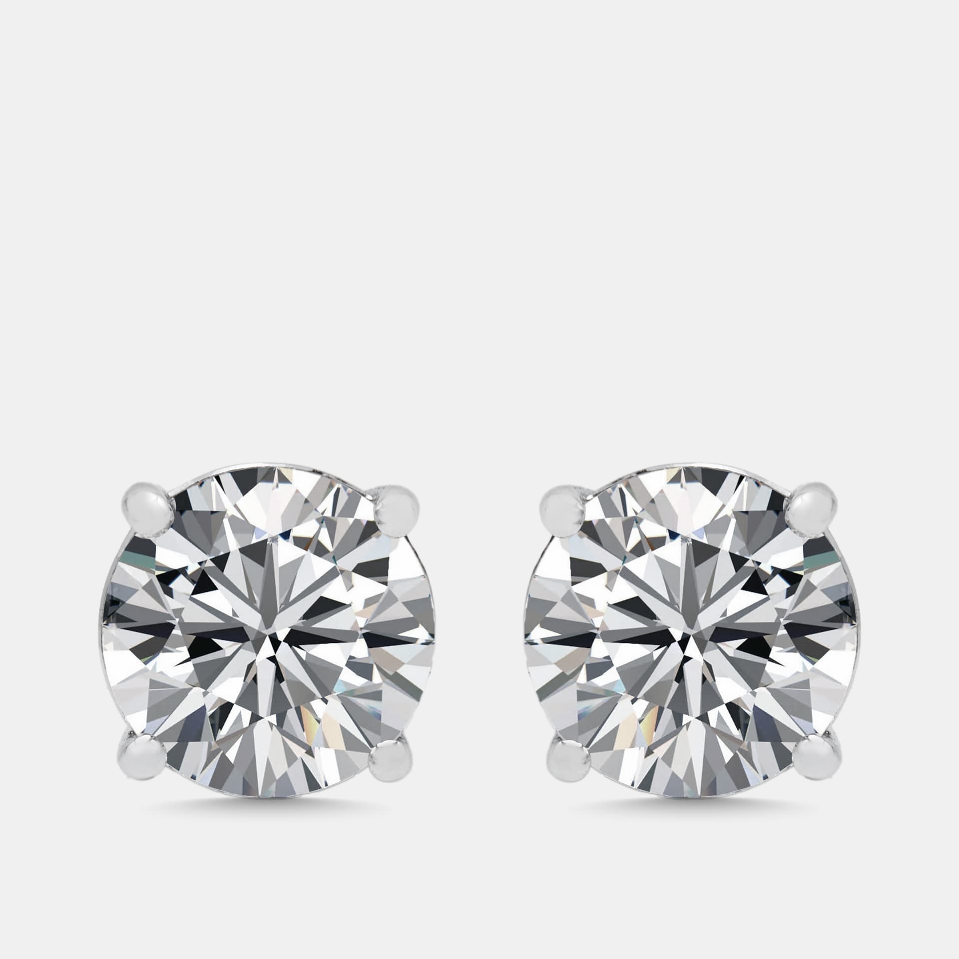 4.02 cts Round Lab Grown Diamond 18K White Gold Earrings