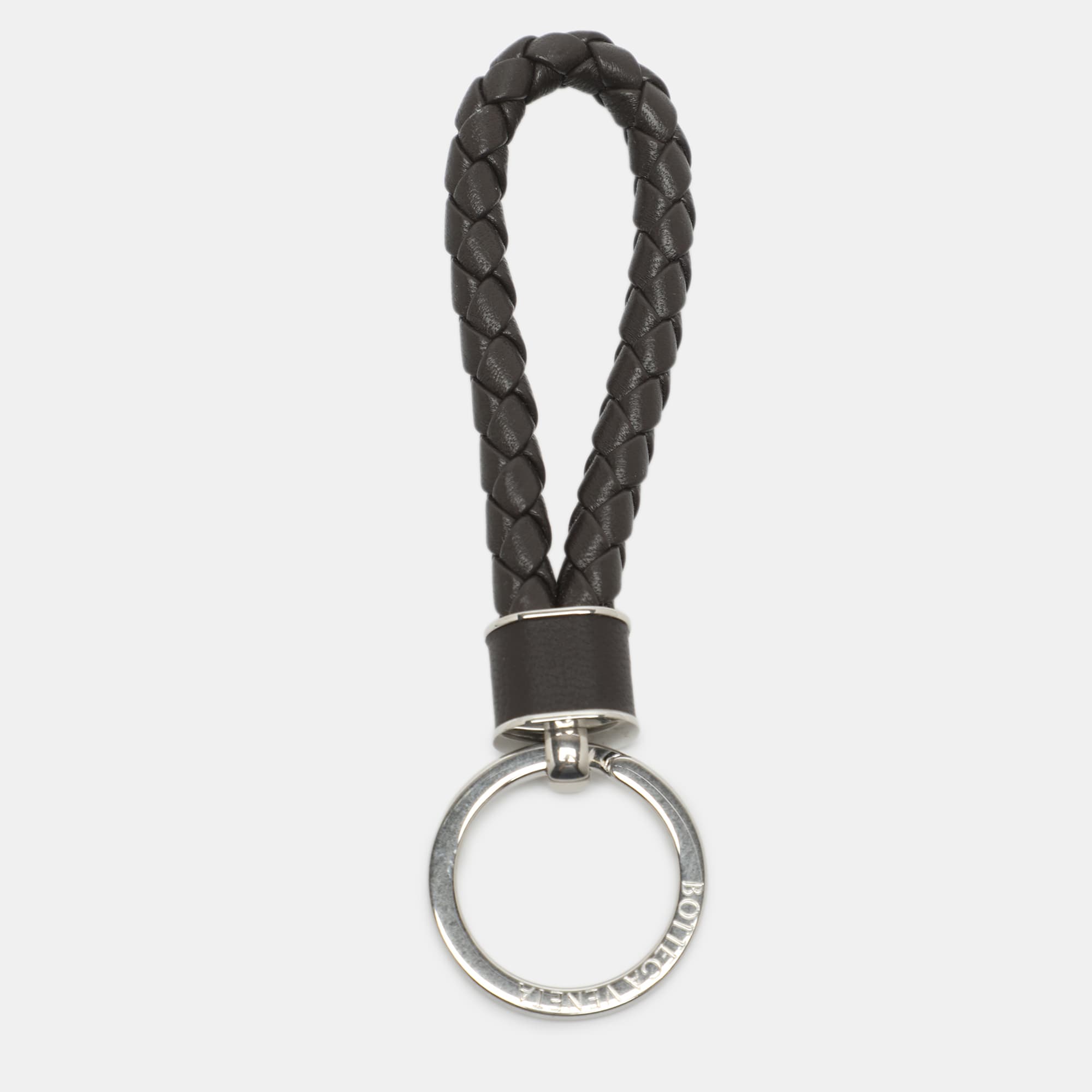 Bottega Veneta Brown Intrecciato Leather Key Ring