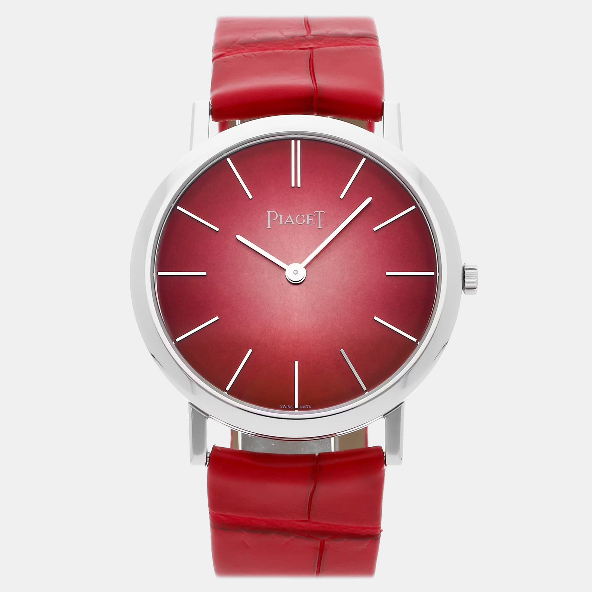 Pre-Owned Piaget Altiplano 60th Anniversary G0A42109 Red Manual Winding 18k White Gold Women's Wristwatch 34MM
