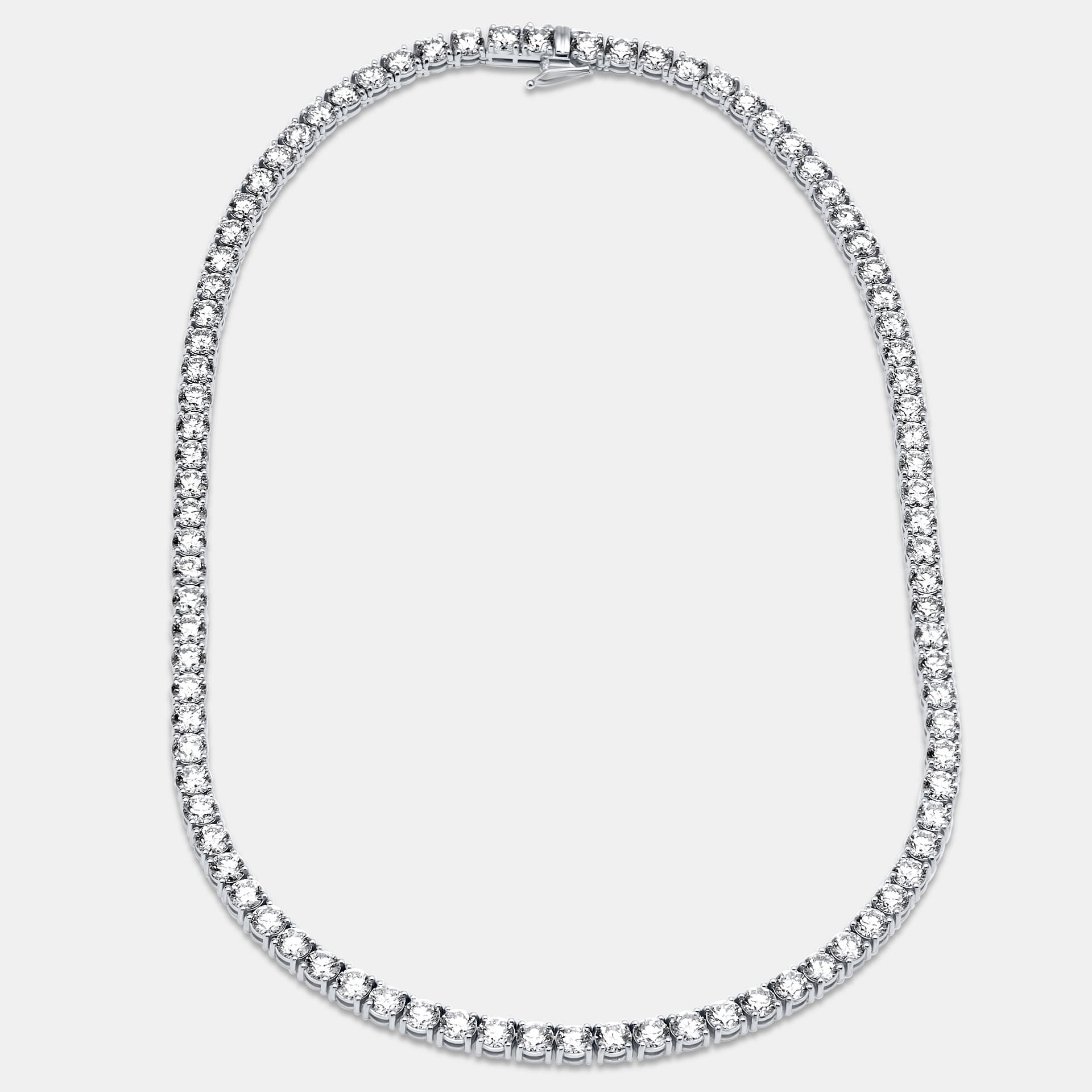 28 cts Round Lab Grown Diamonds Sterling Silver 925 Necklace