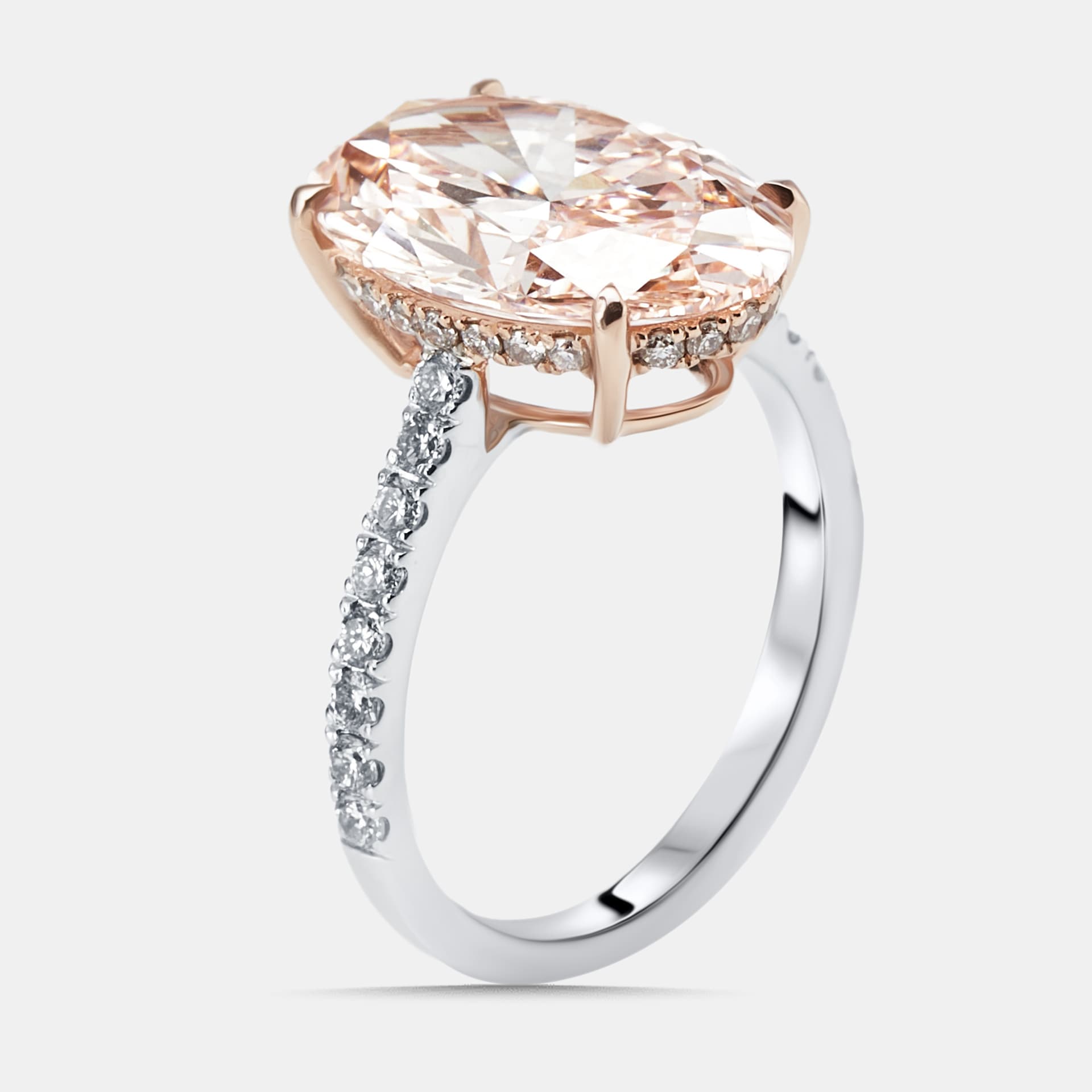 5.4 cts Oval, Round Lab Grown Diamonds 18k Two Tone Gold Ring Size 51