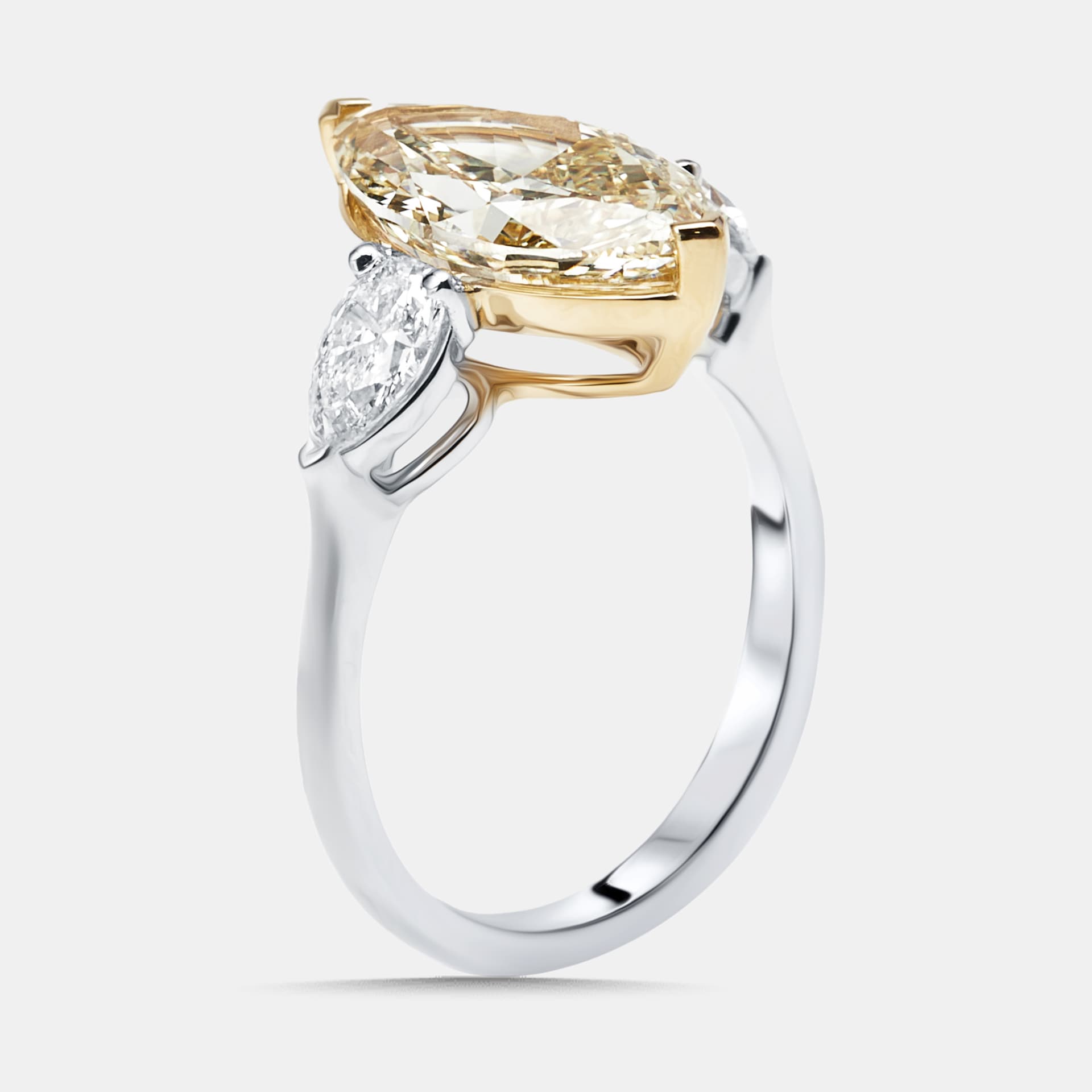 3.7 cts Marquise, Pear Lab Grown Diamonds 18k Two Tone Gold Ring Size 51