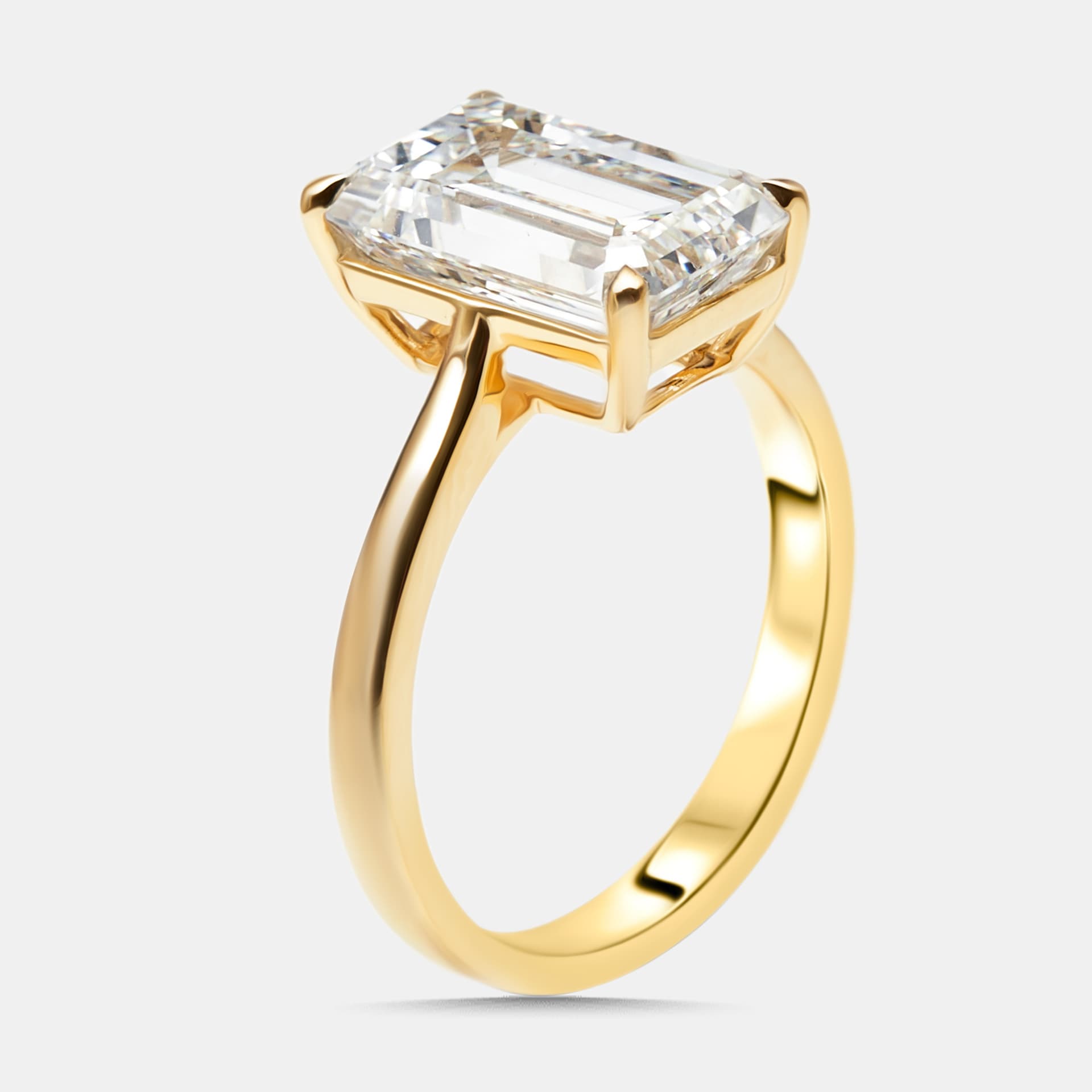 4 cts Emerald Cut Lab Grown Diamonds 18k Yellow Gold Ring Size 53