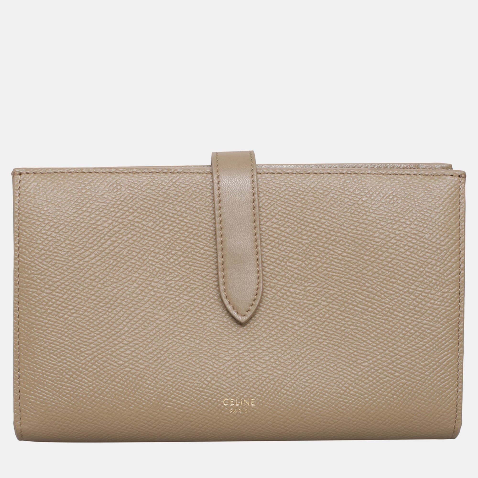 Celine Brown Leather Large Strap Wallet