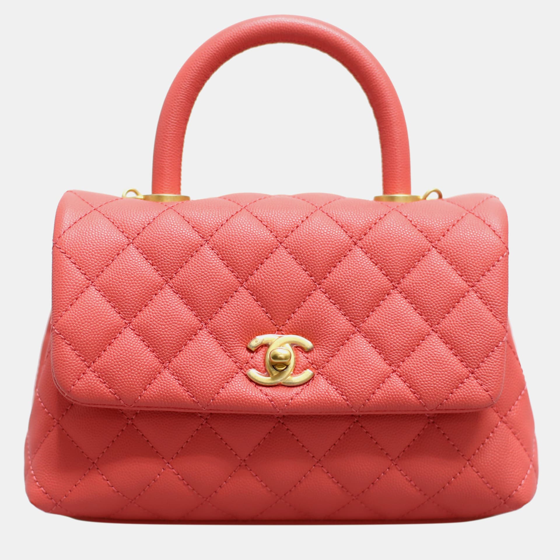 Chanel Coco Handle Small Pink Caviar Leather Top Handle Bag