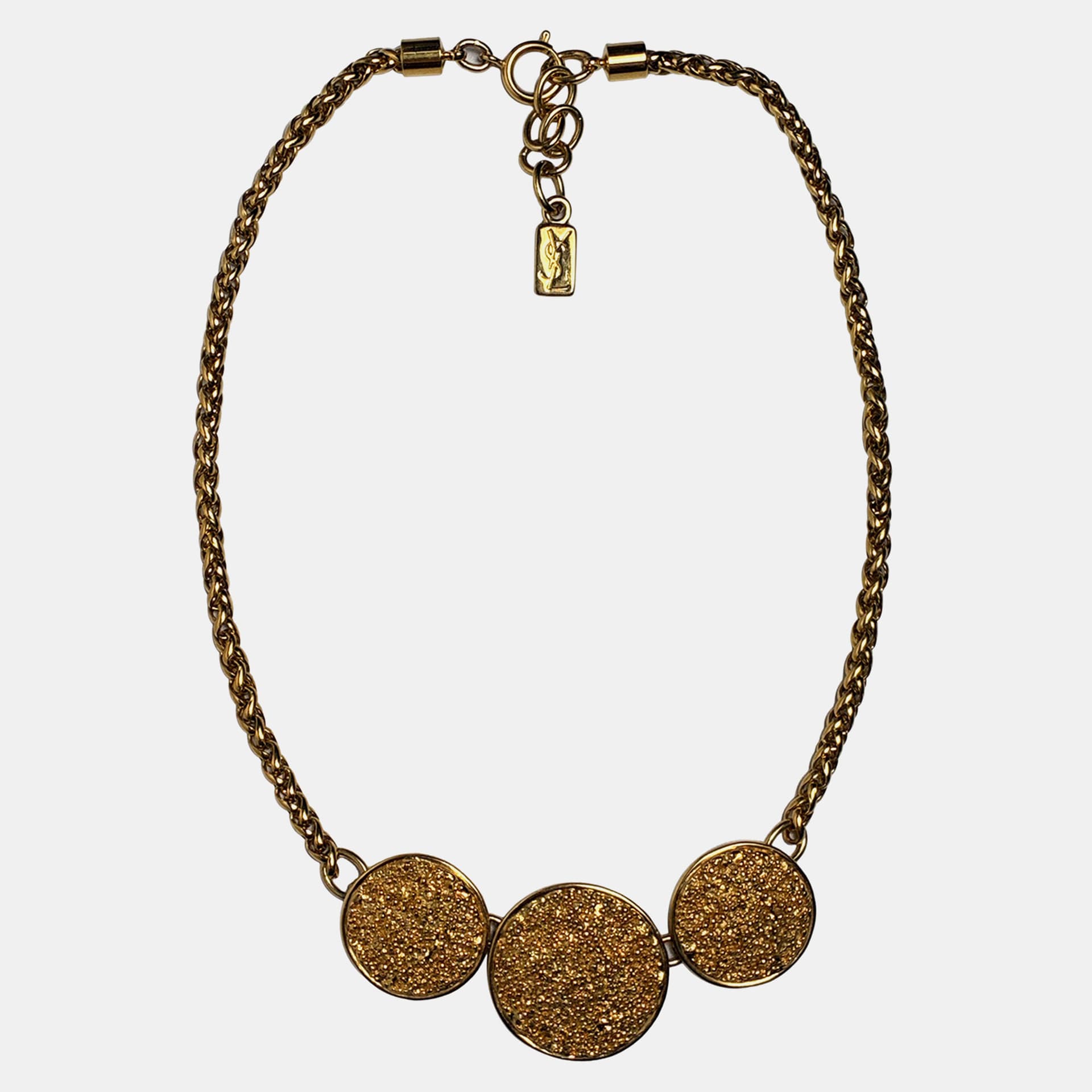 Saint Laurent Paris Vintage Gold Disc Necklace