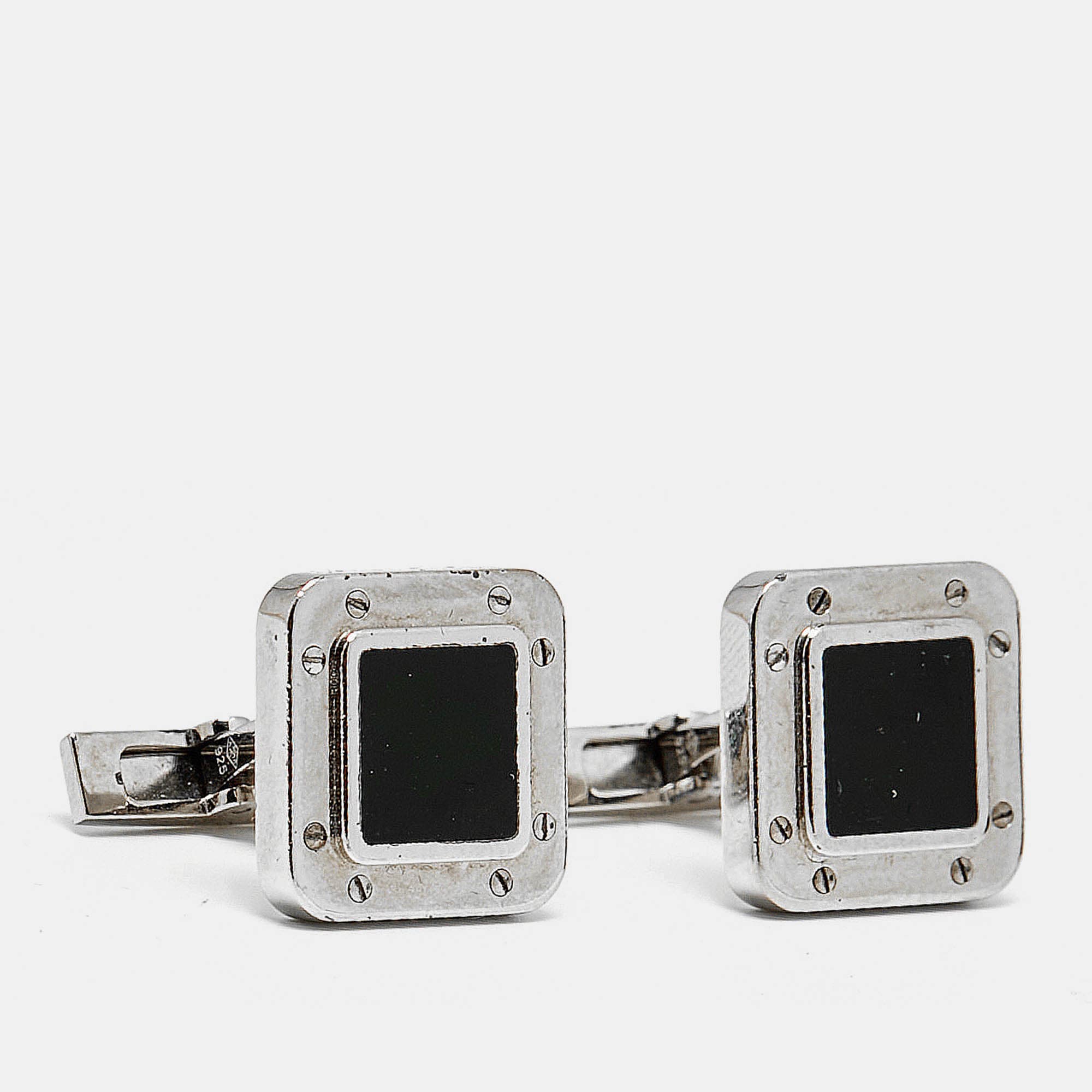 Cartier Santos de Cartier Lacquer Sterling Silver Cufflinks