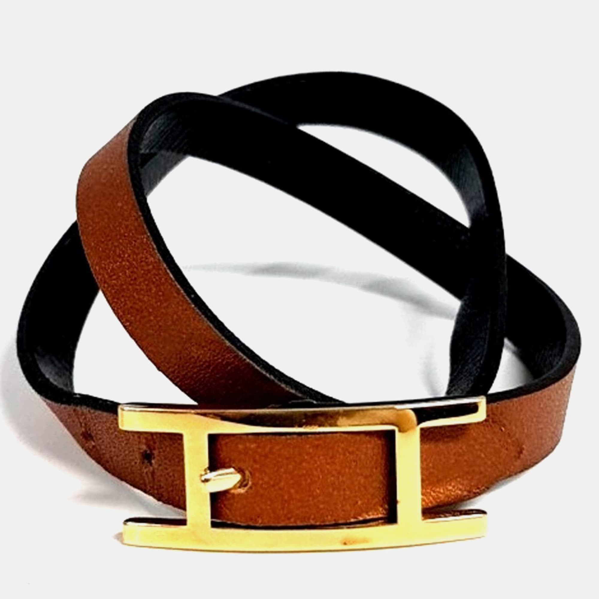 Hermes Behapi Double Tour Black/Brown Leather Strap Bracelet