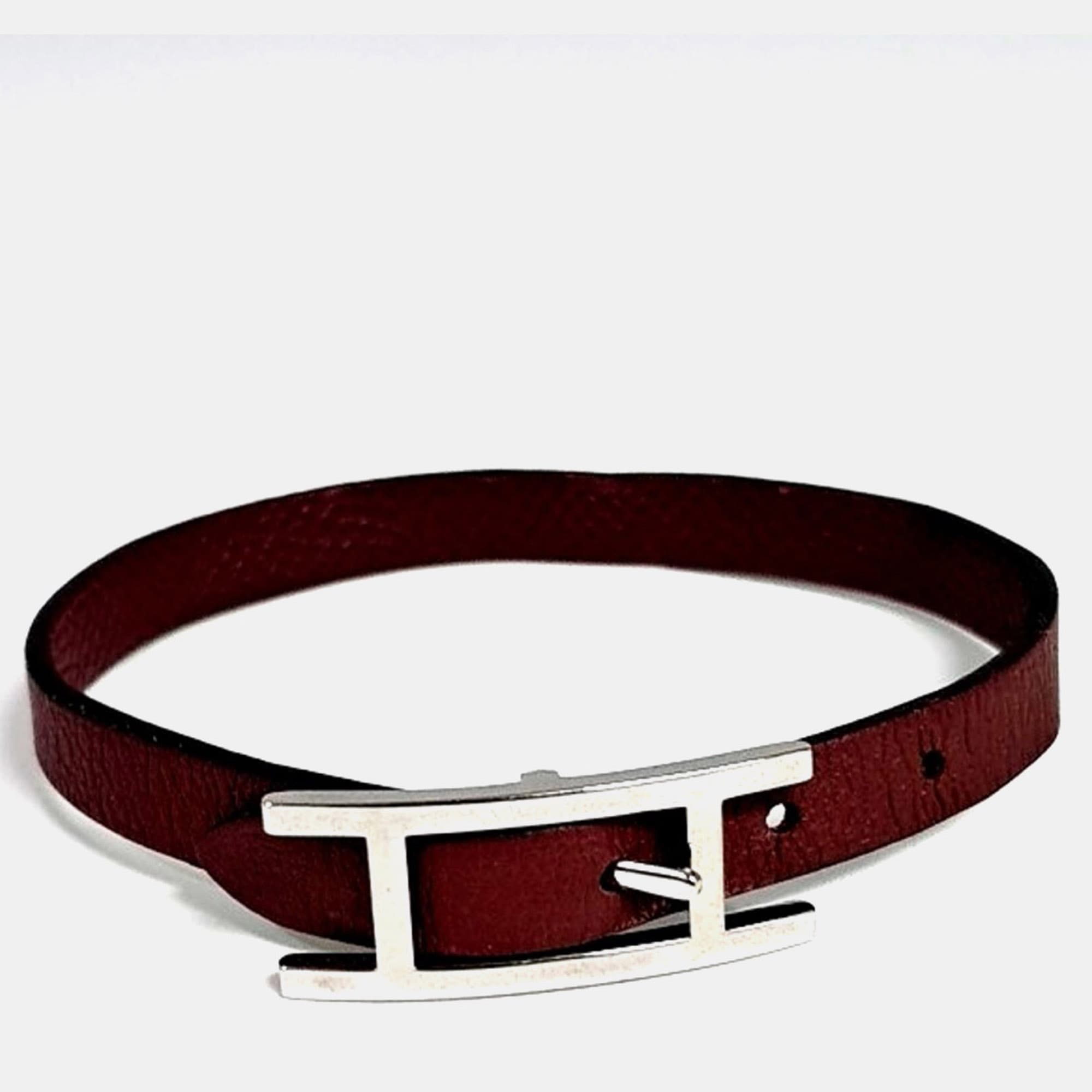 Hermes Behapi Double Tour Burgundy Leather Strap Bracelet