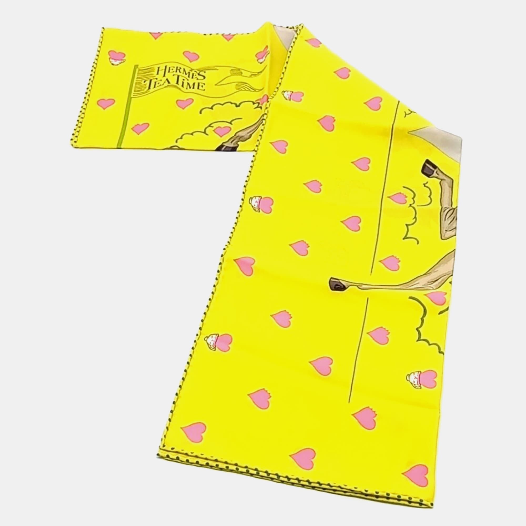 Hermes silk yellow scarf