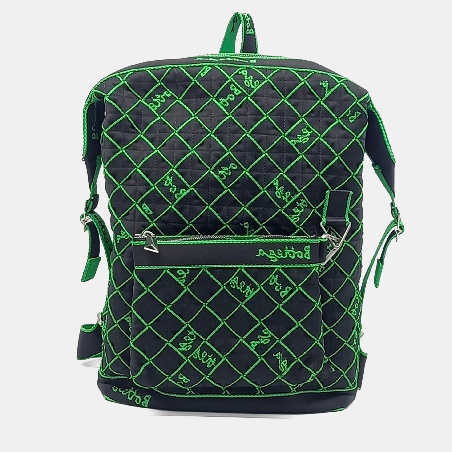 Bottega Veneta Quilted Medium Black Fabric Nylon Backpack Bag