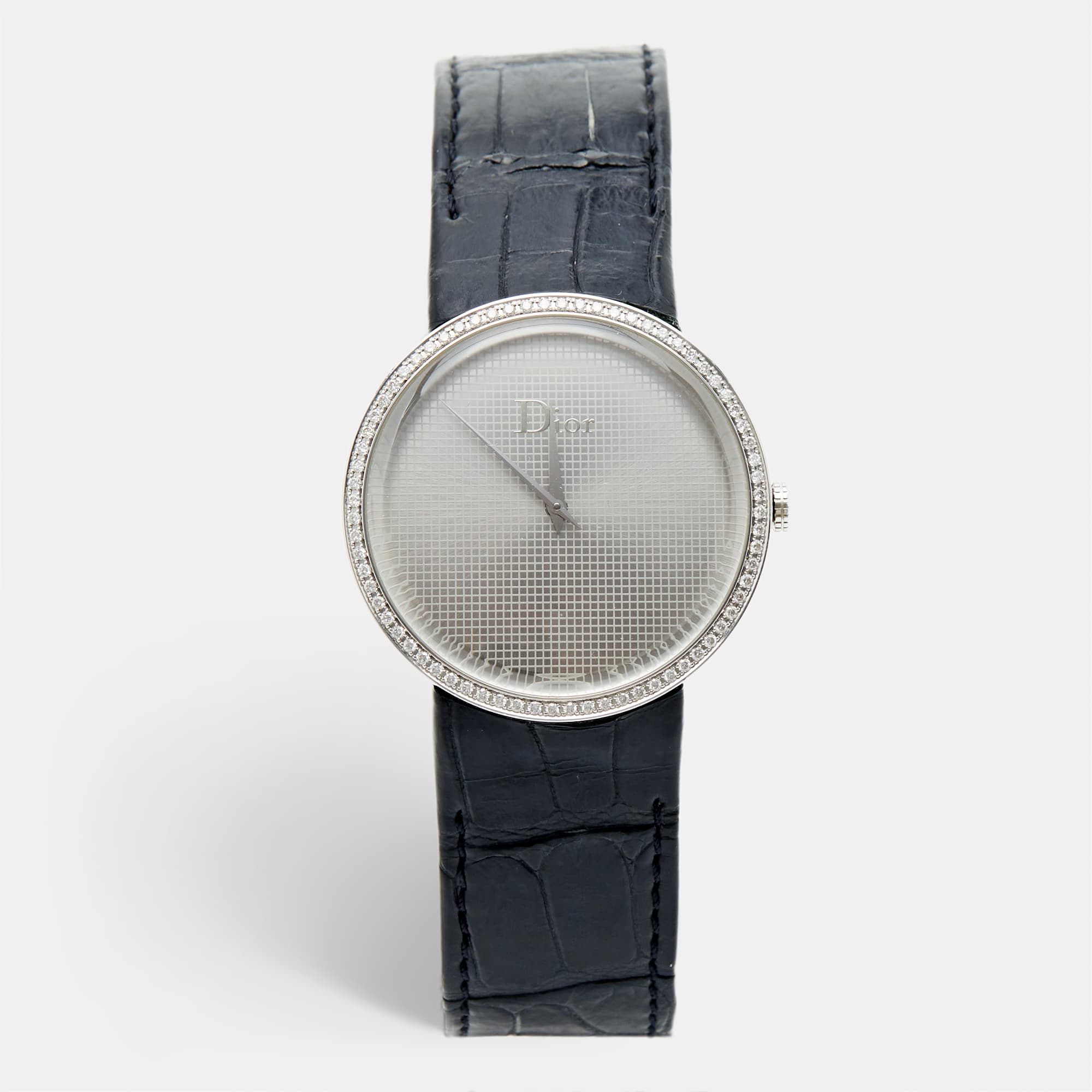 Dior La D De Dior Silver Stainless Steel Leather CD043111 Women's Wristwatch 38 mm