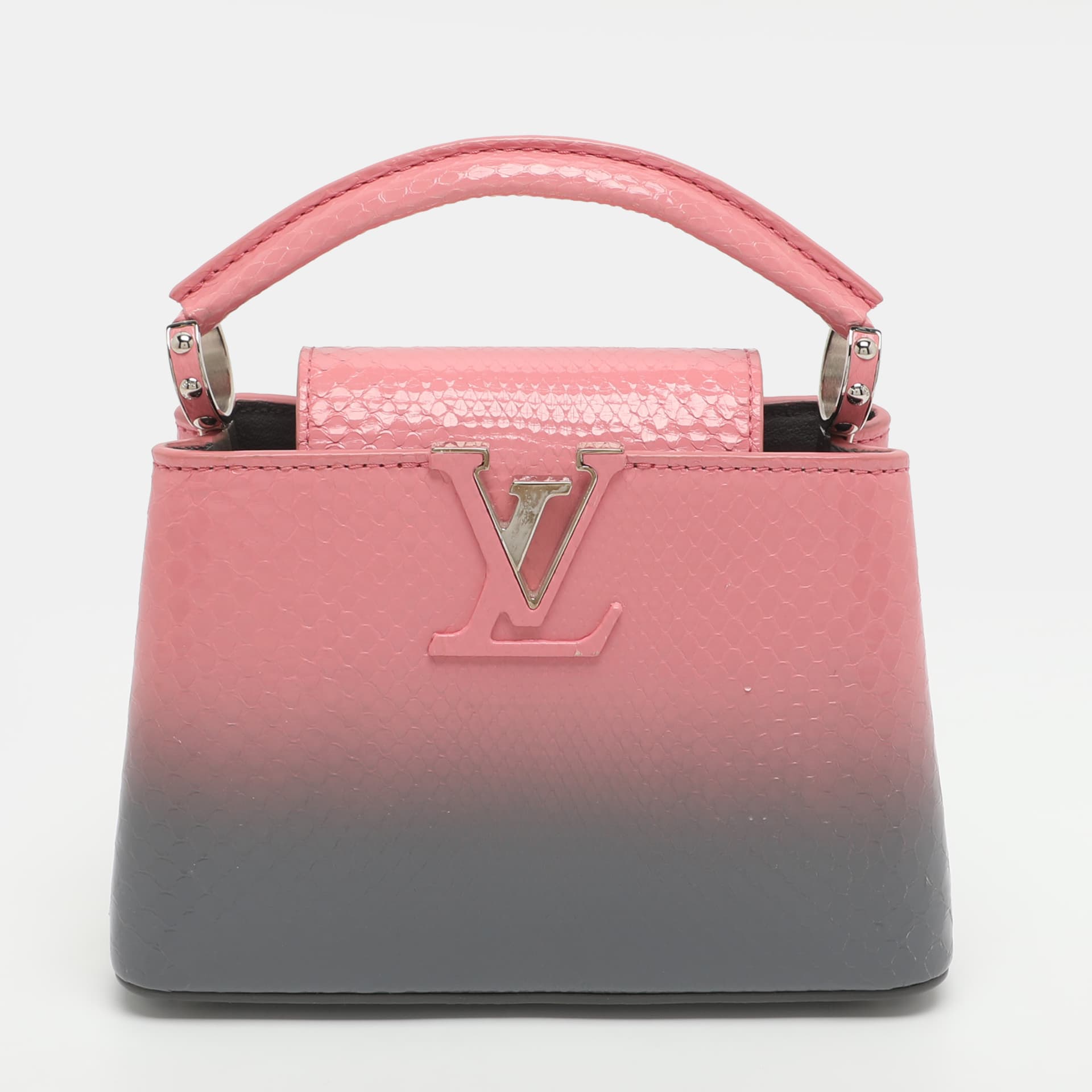 Louis Vuitton Capucines Mini Pink/Grey Python Top Handle Bag