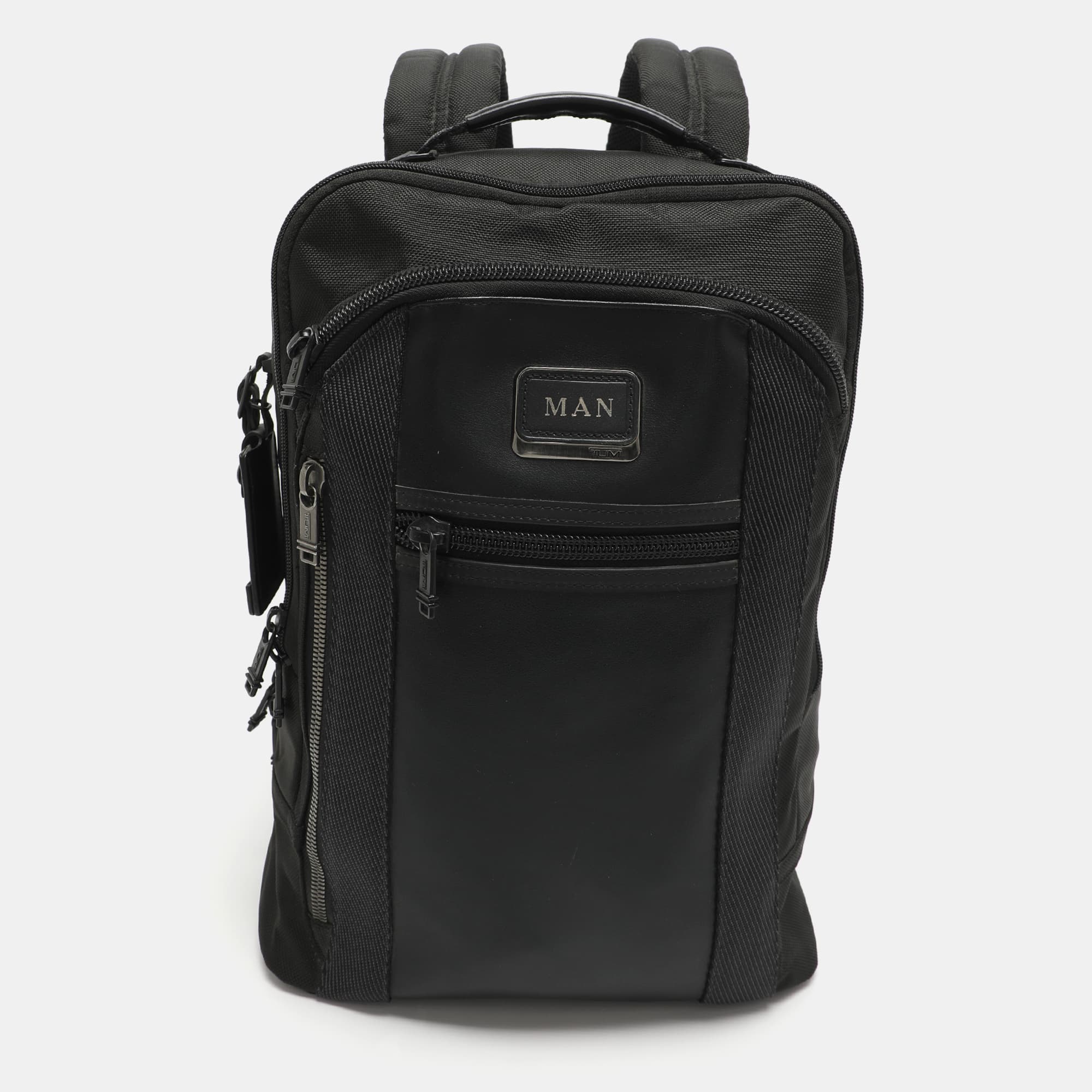 TUMI Alpha Bravo Black Leather and Nylon Backpack