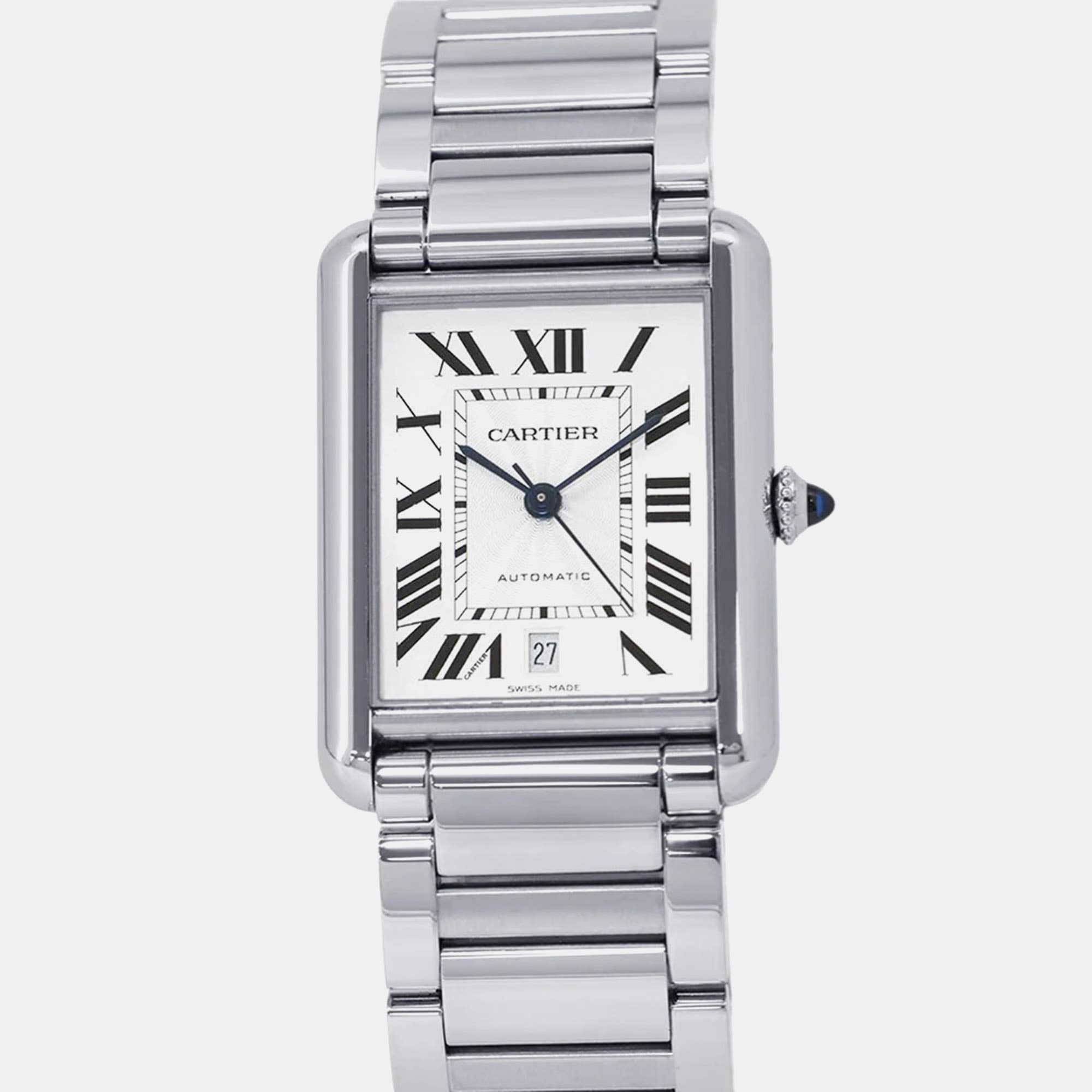 Cartier Tank Must XL WSTA0053 Automatic White Stainless Steel Men's Wristwatch 41mm