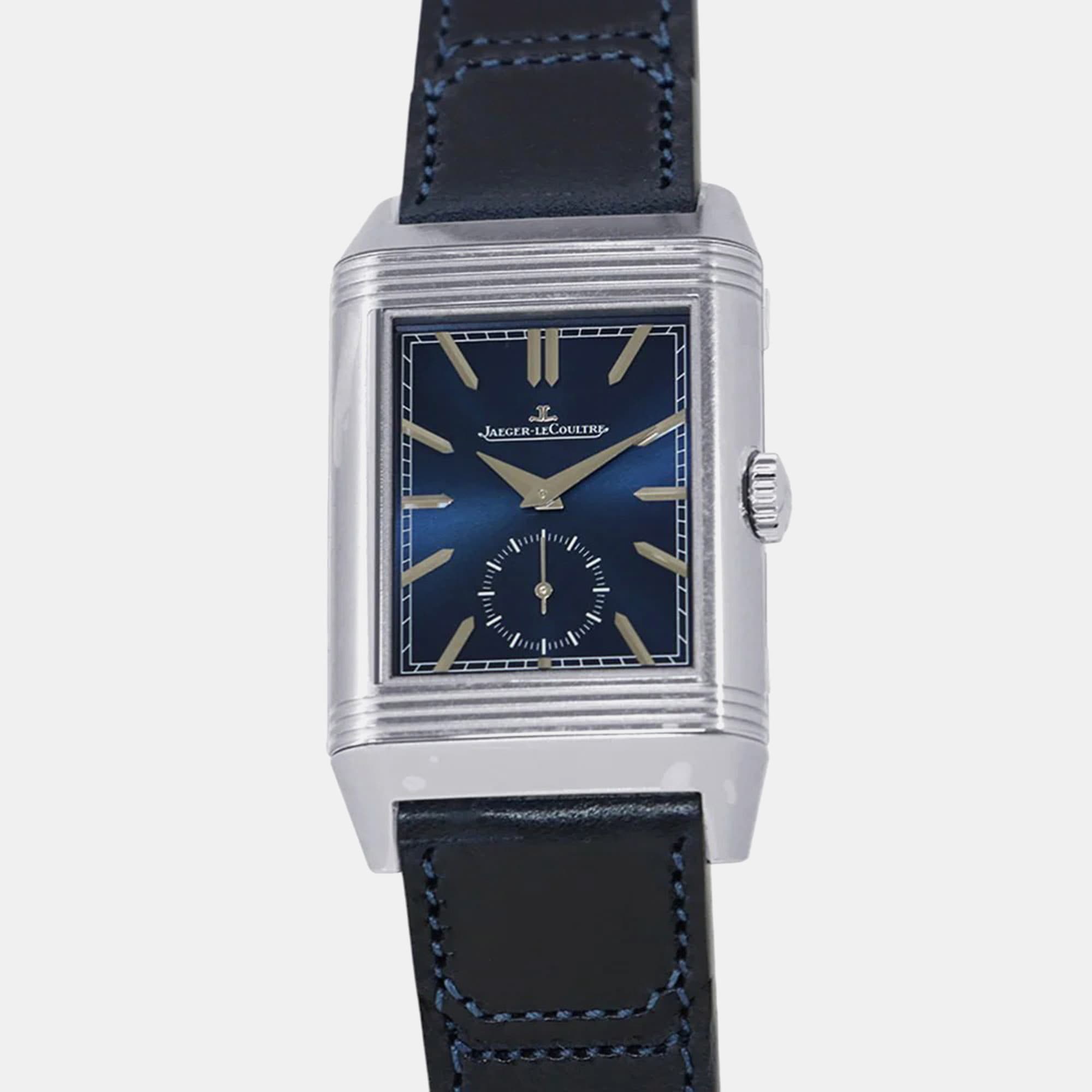 Jaeger-LeCoultre Reverso Tribute Duoface Small Seconds Q3988481 Manual Winding Blue/Silver Stainless Steel Men's Wristwatch 47mm