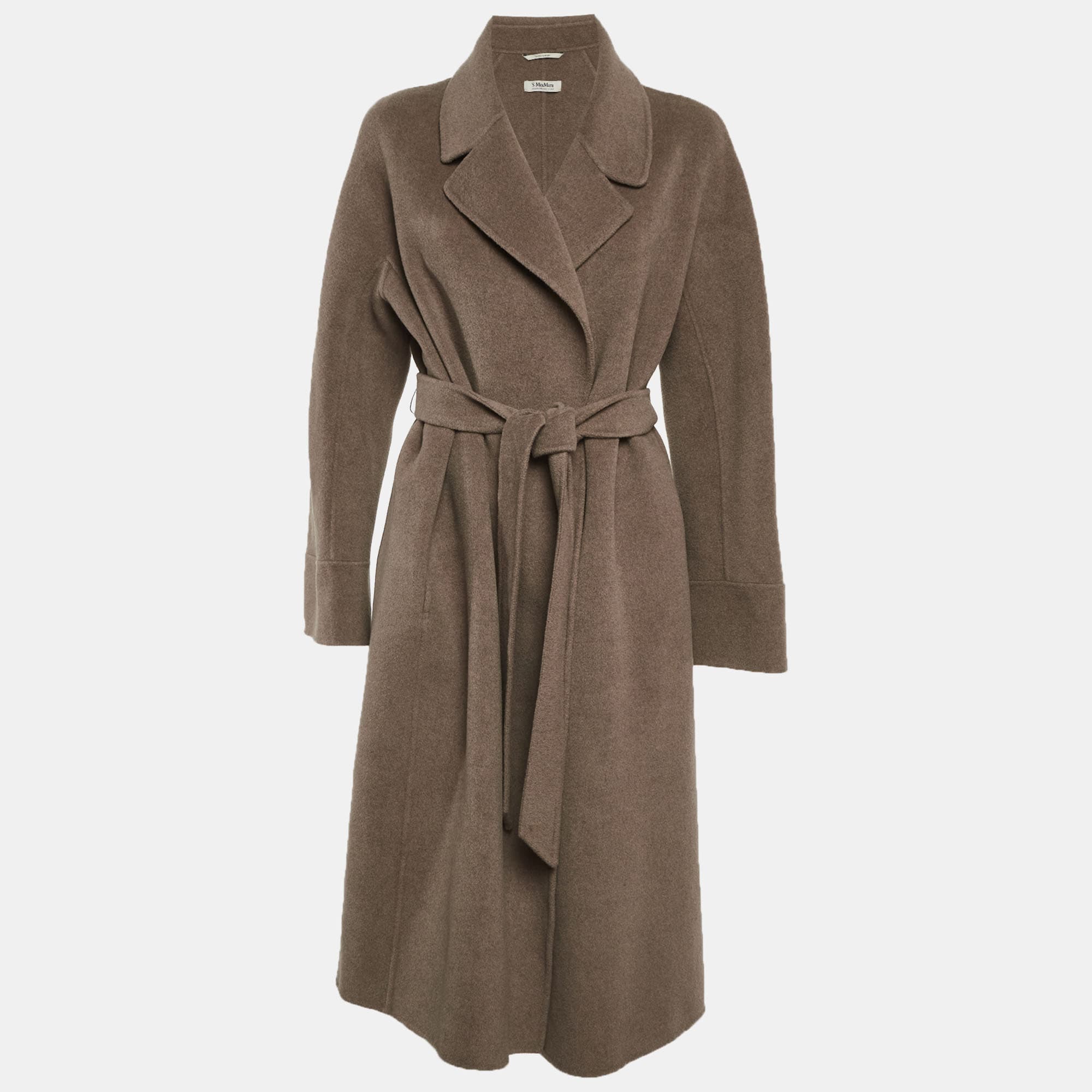 S'Max Mara Light Brown Wool Blend Belted Overcoat XL