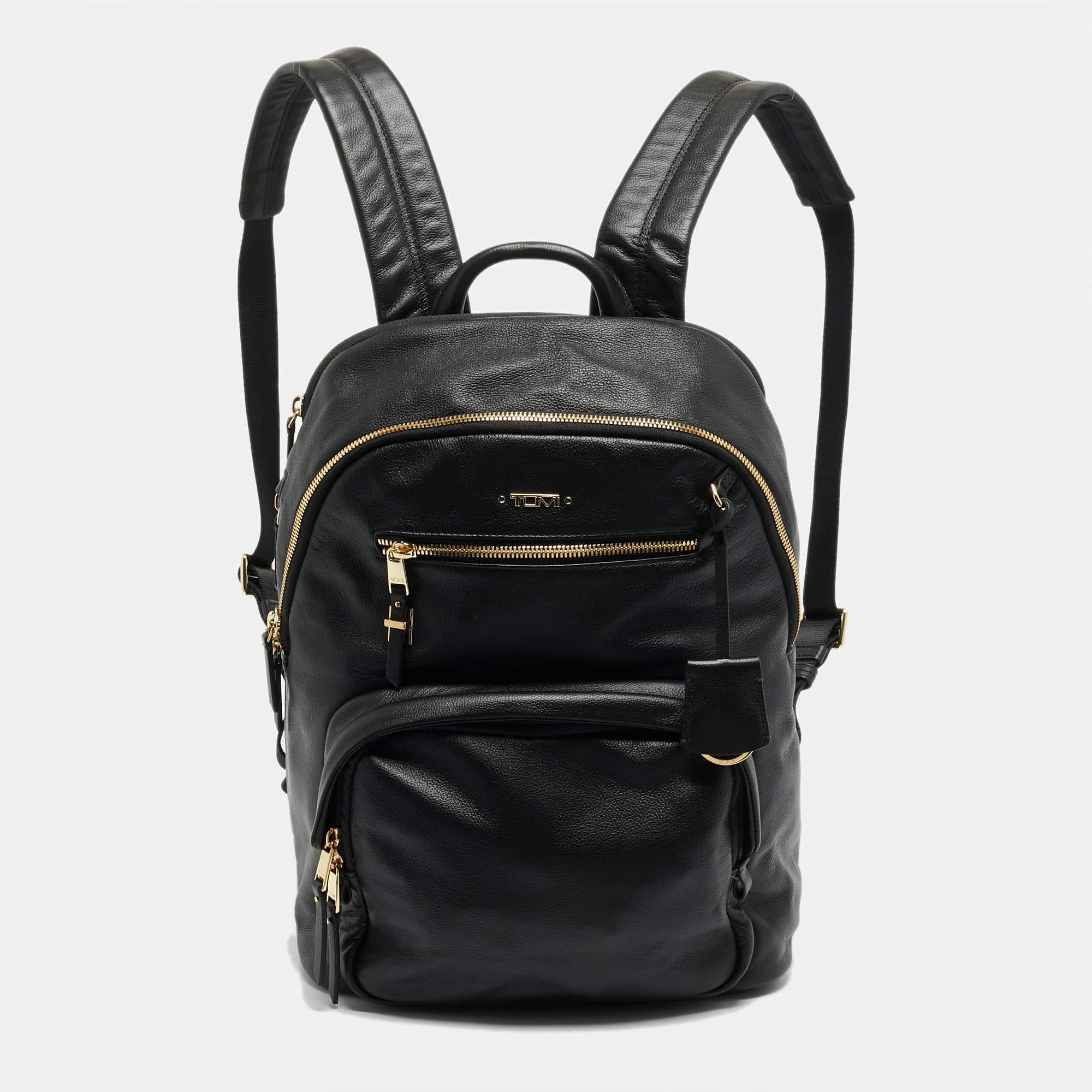 TUMI Voyageur Halle Black Leather Backpack
