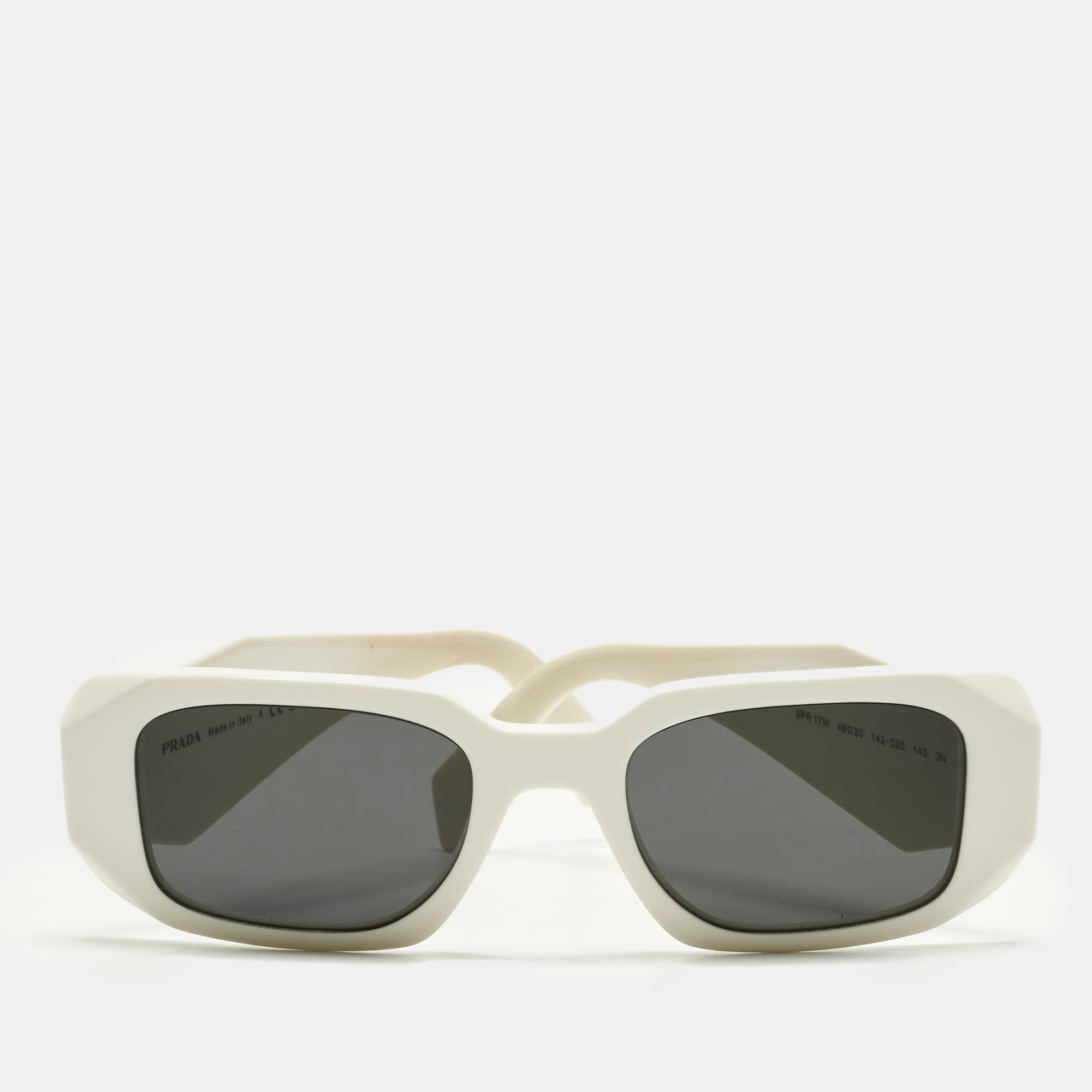 Prada White/Black SPR 17W Symbole Rectangle Sunglasses