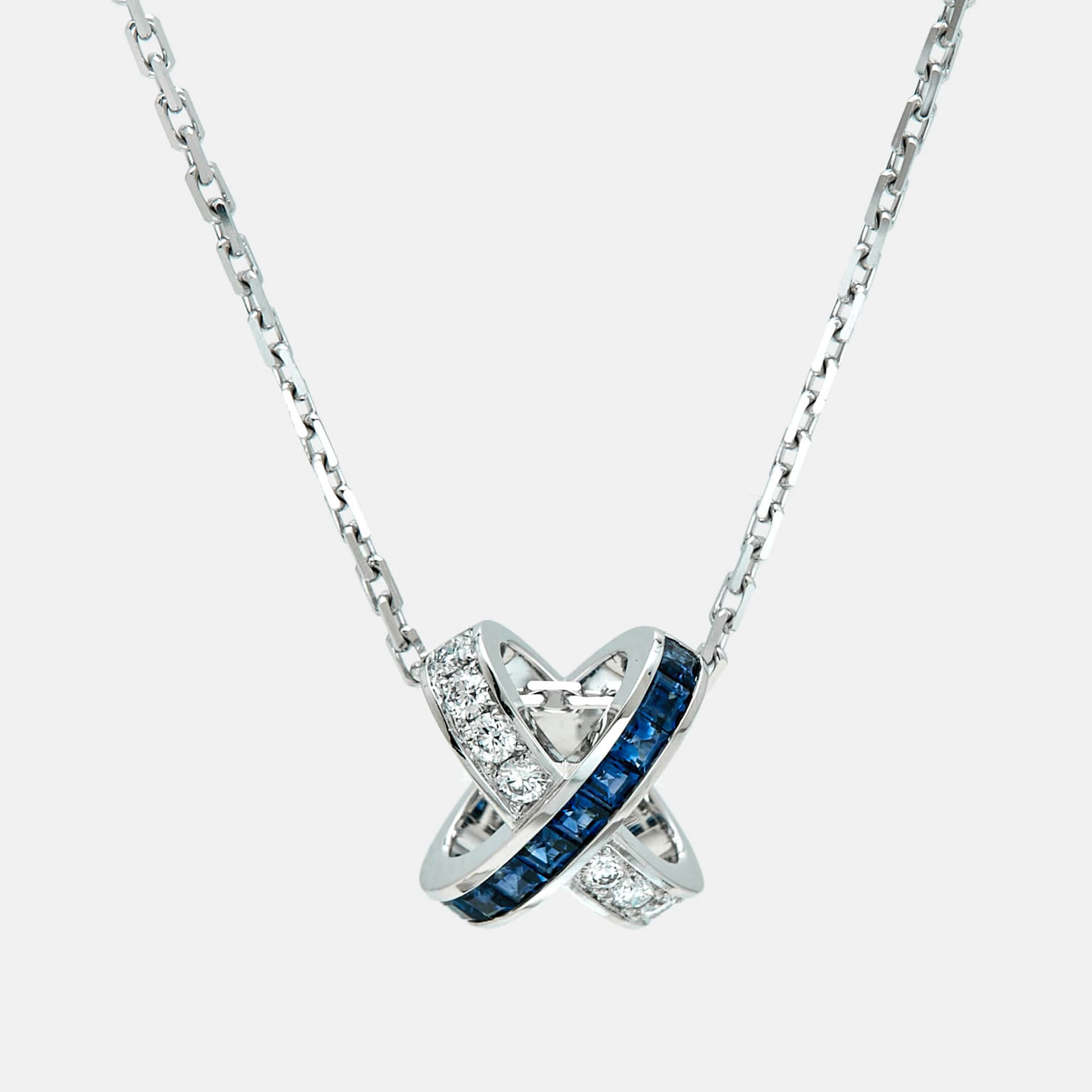 Chaumet Jeux de Liens Diamond Blue Sapphires 18k White Gold Necklace