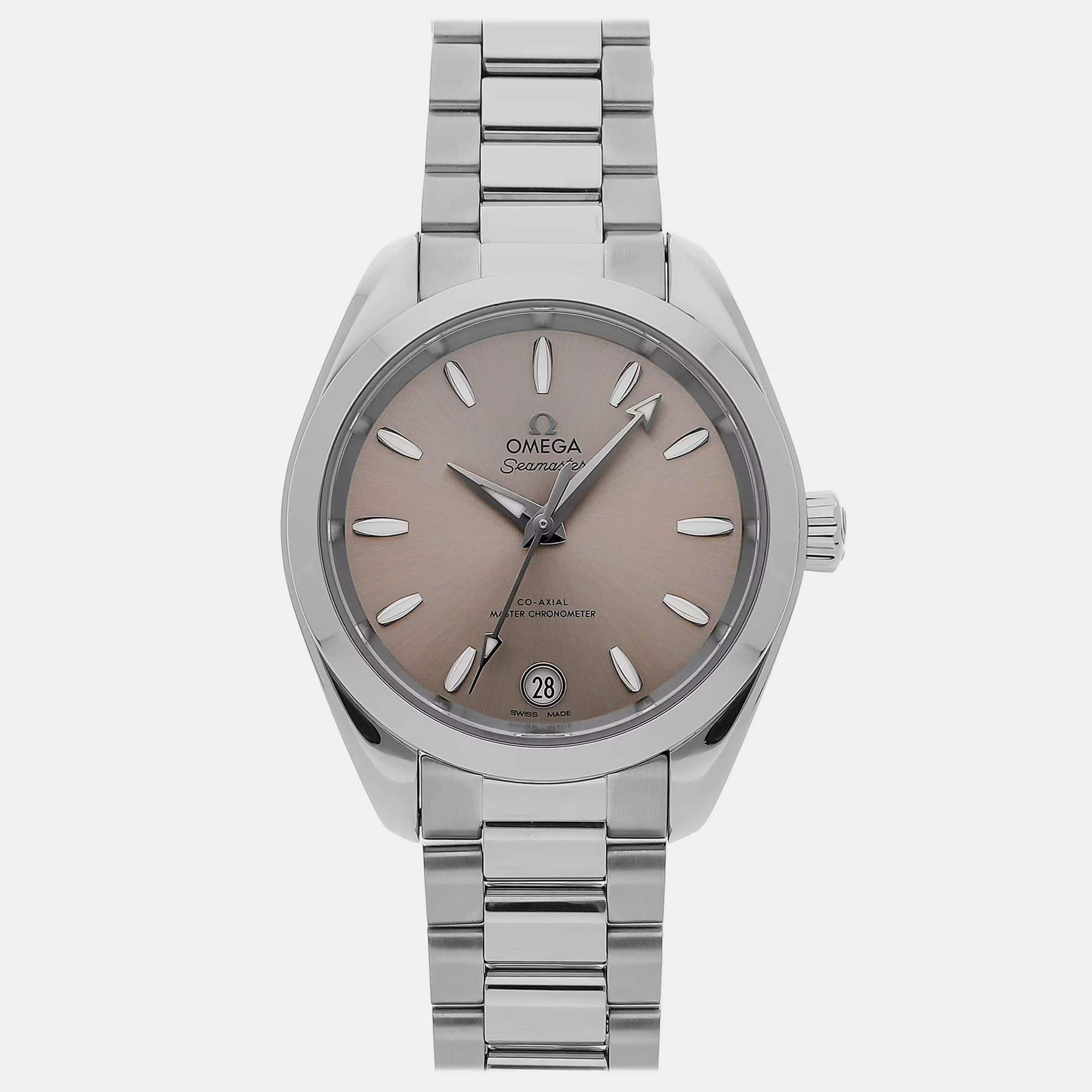 Pre-Owned Omega Seamaster Aqua Terra Shades 220.10.34.20.09.001 Brown Automatic Stainless Steel Men's Wristwatch 34 MM