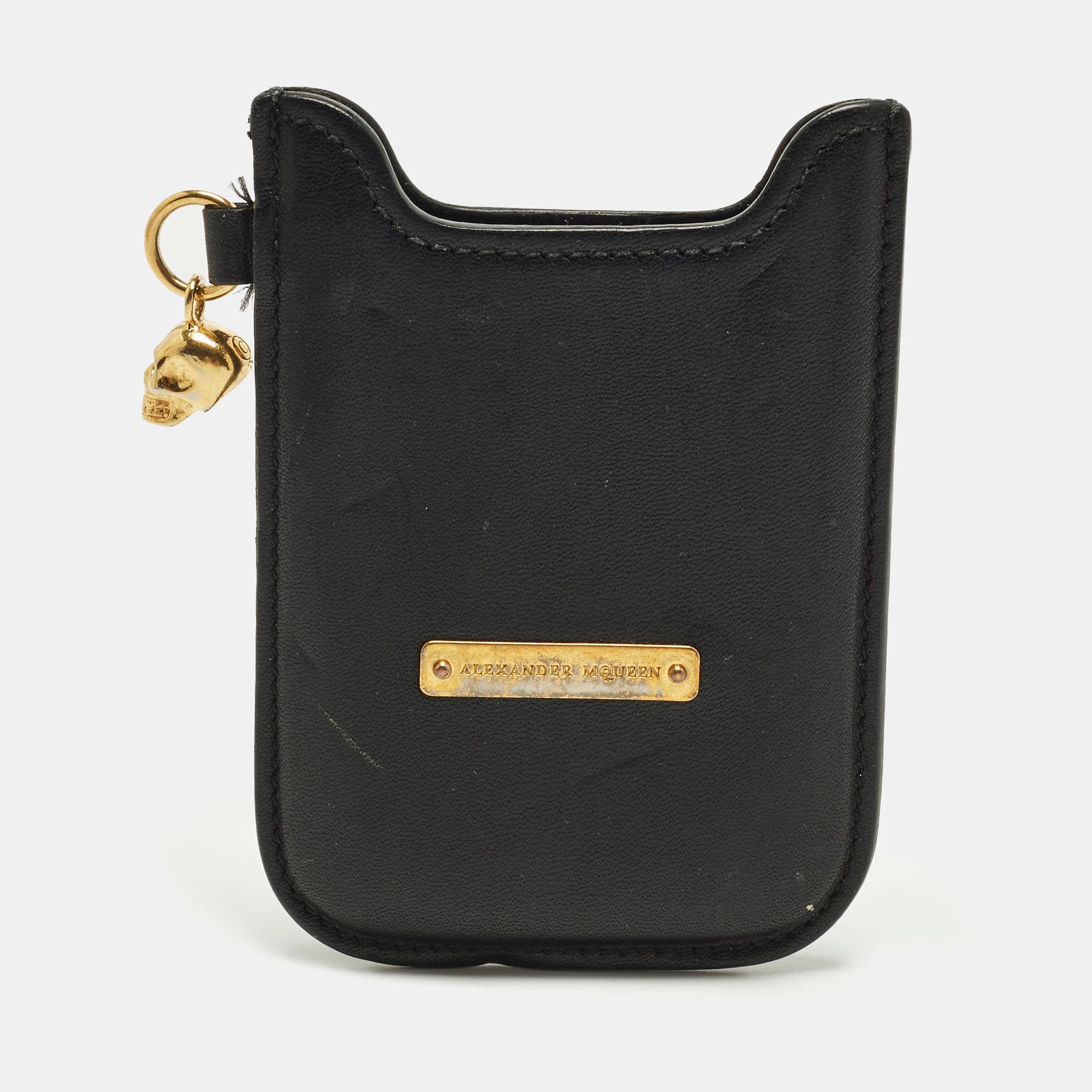 Alexander McQueen Skull Phone Cover Black Leather