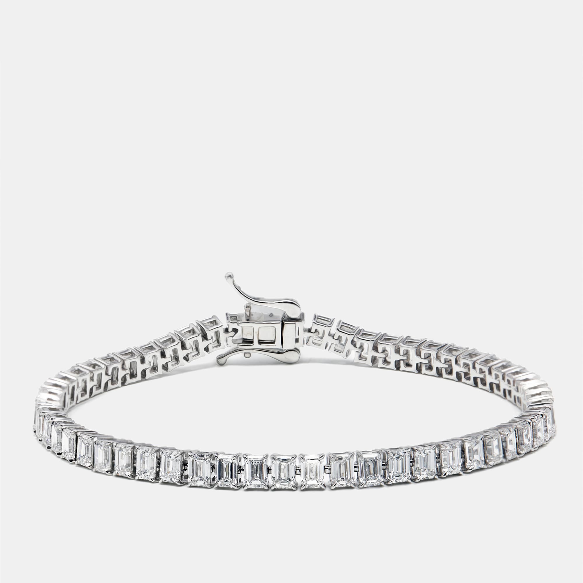 11 cts Emerald Cut Lab Grown Diamonds 18k White Gold Bracelet