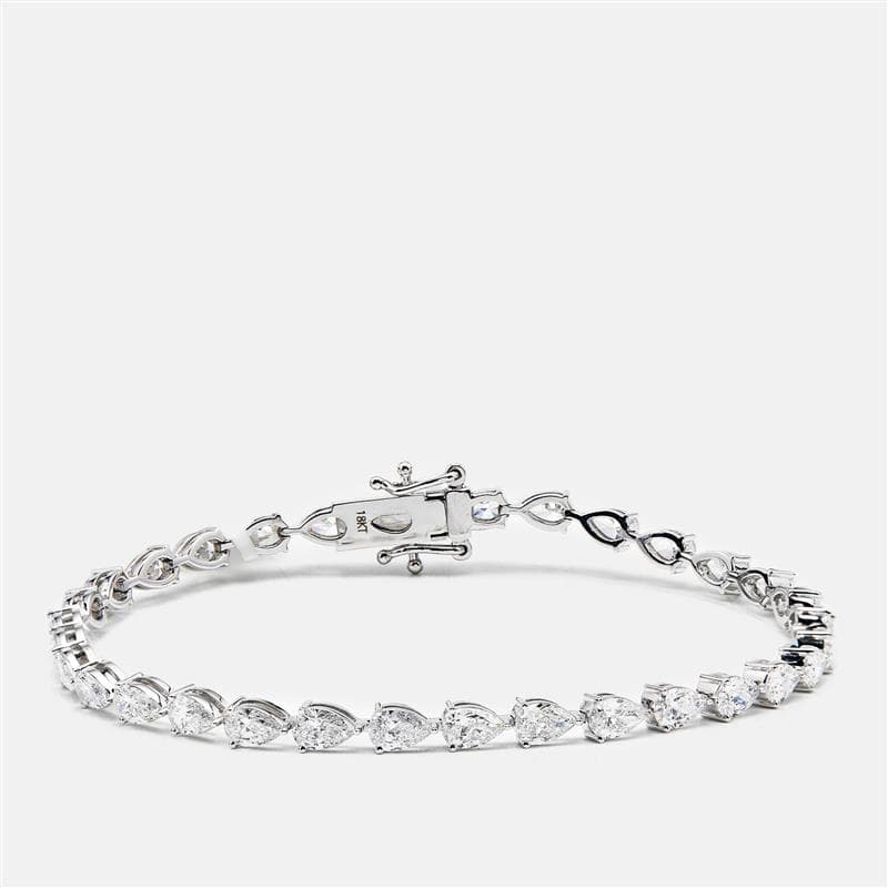 6 cts Pear Lab Grown Diamonds 18k White Gold Tennis Bracelet