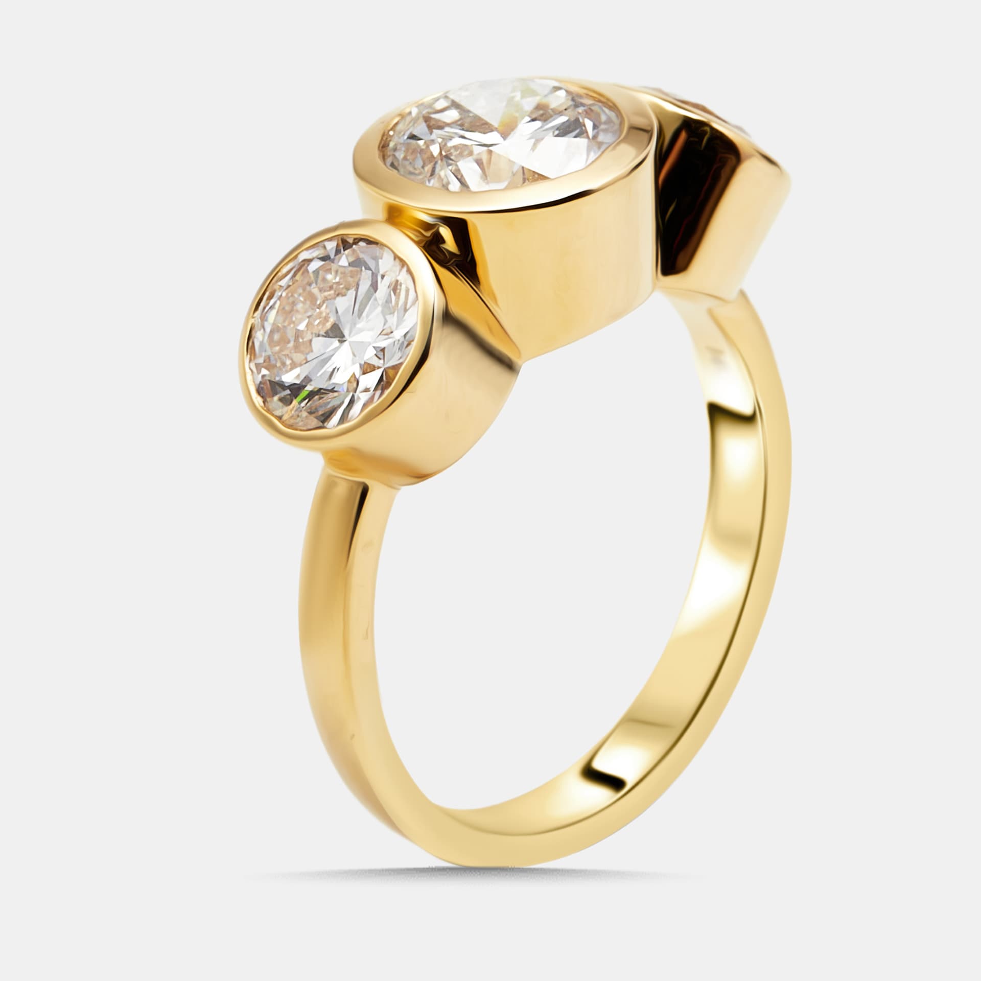 4 cts Round Lab Grown Diamonds 14k Yellow Gold Ring Size 54