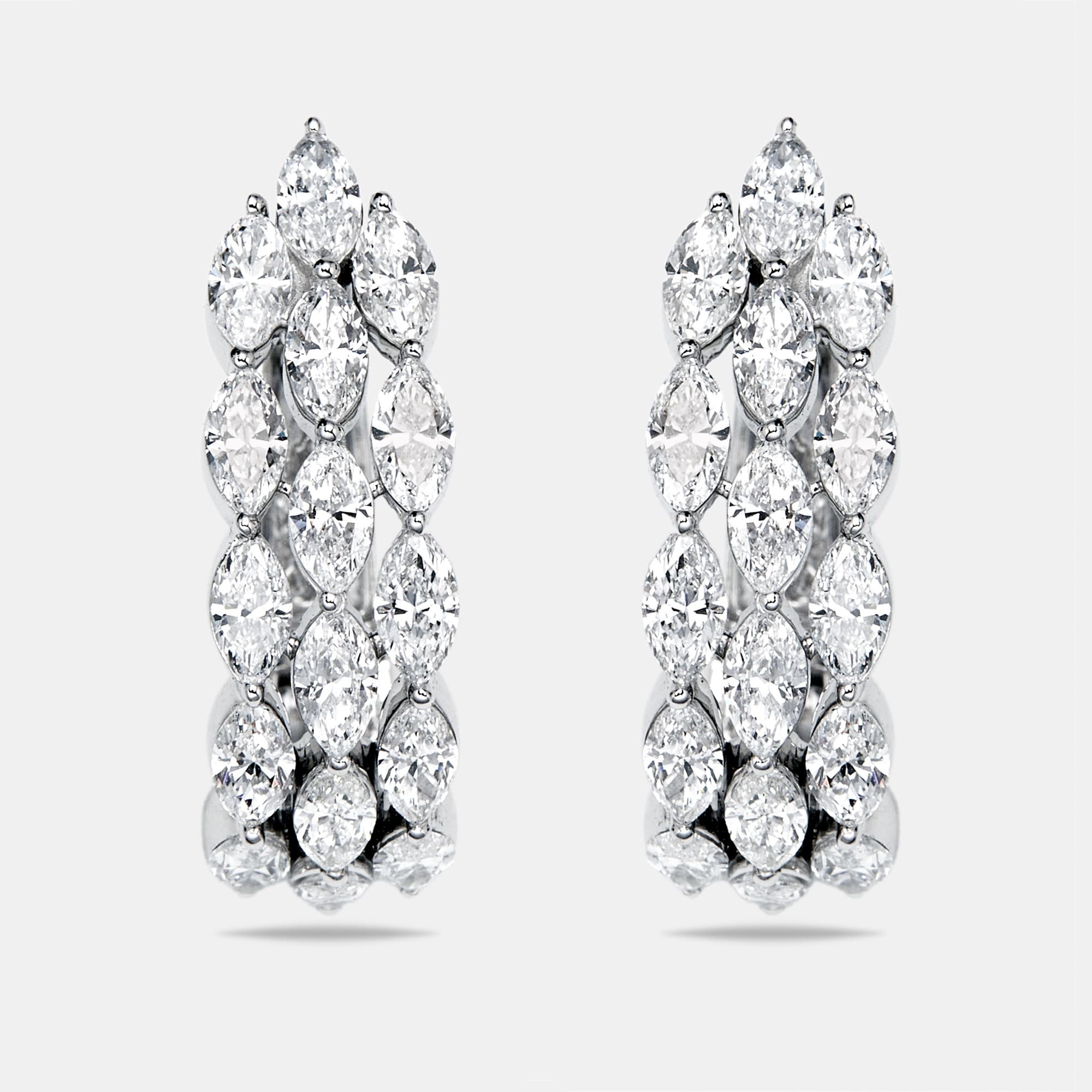 2 cts Marquise Lab Grown Diamonds 18k White Gold Earrings