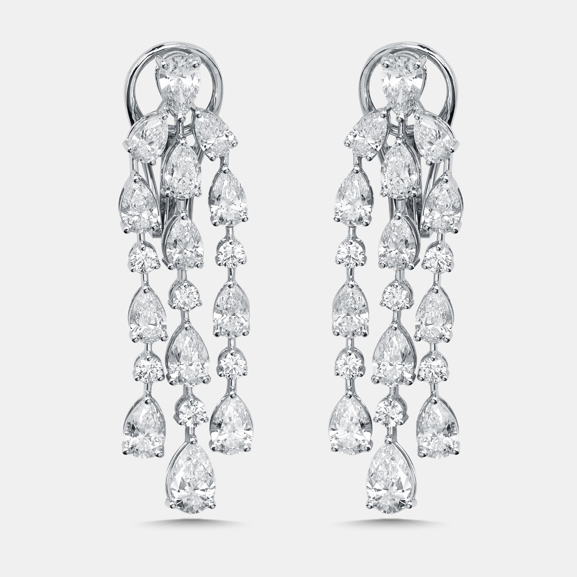 8.5 cts Pear, Round Lab Grown Diamonds 18k White Gold Earrings