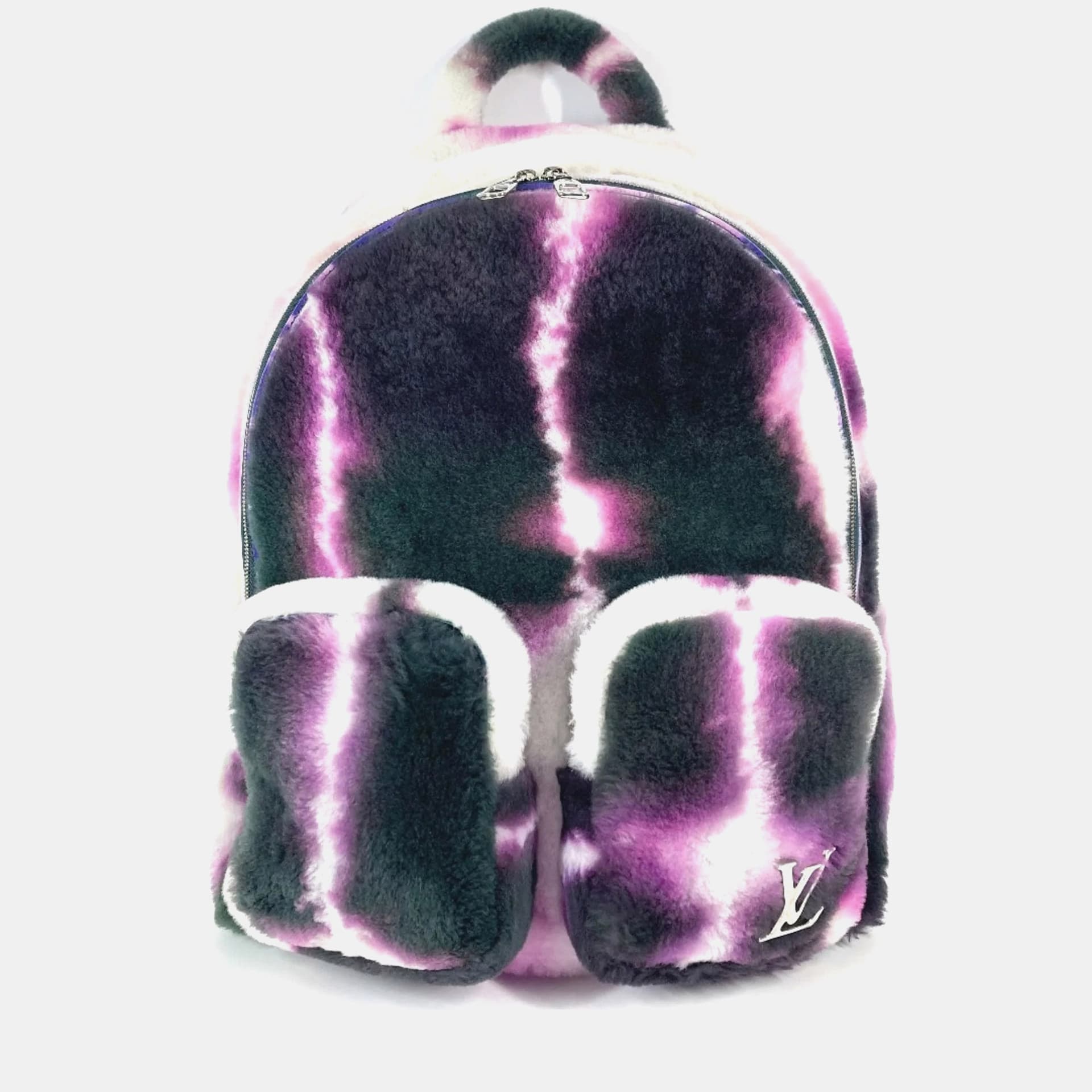 Louis Vuitton Virgil Abloh Esprit Backpack Multi-Pocket Bag Handbag Rucksack Fur And Leather Purple