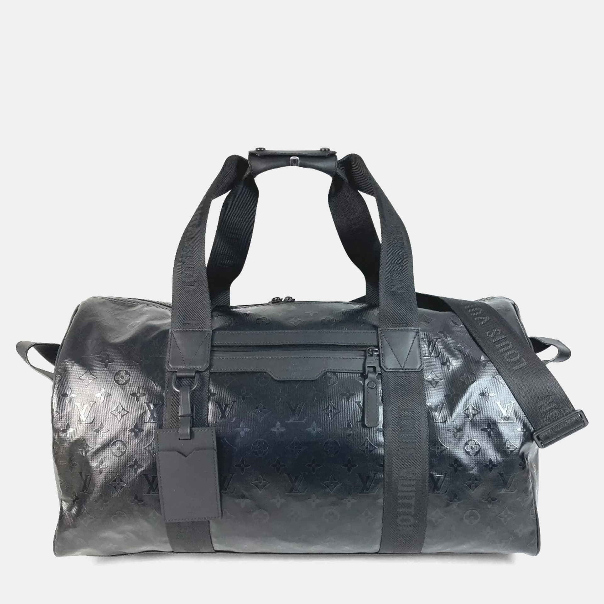 Louis Vuitton LV Ski Monogram Storm Keepall 55 Black Calfskin Leather Duffel Bag