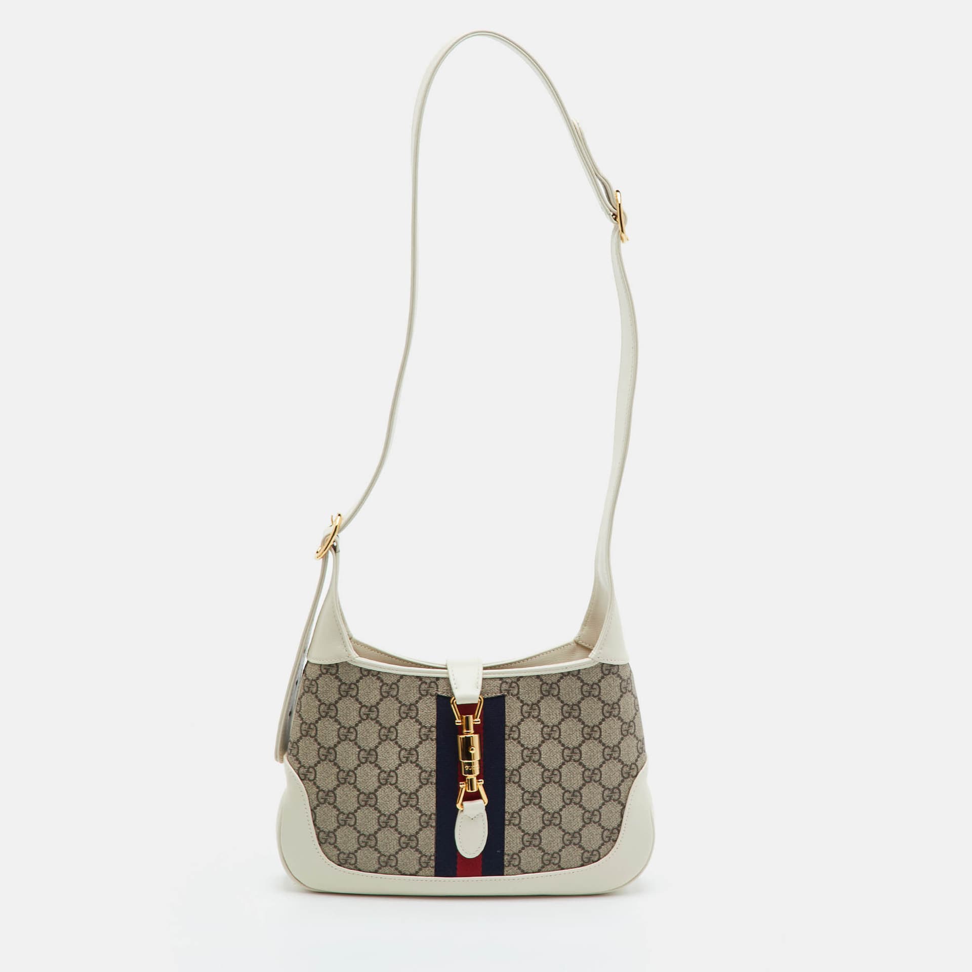 Gucci Jackie 1961 Beige/Ivory Small GG Supreme Canvas and Leather Hobo